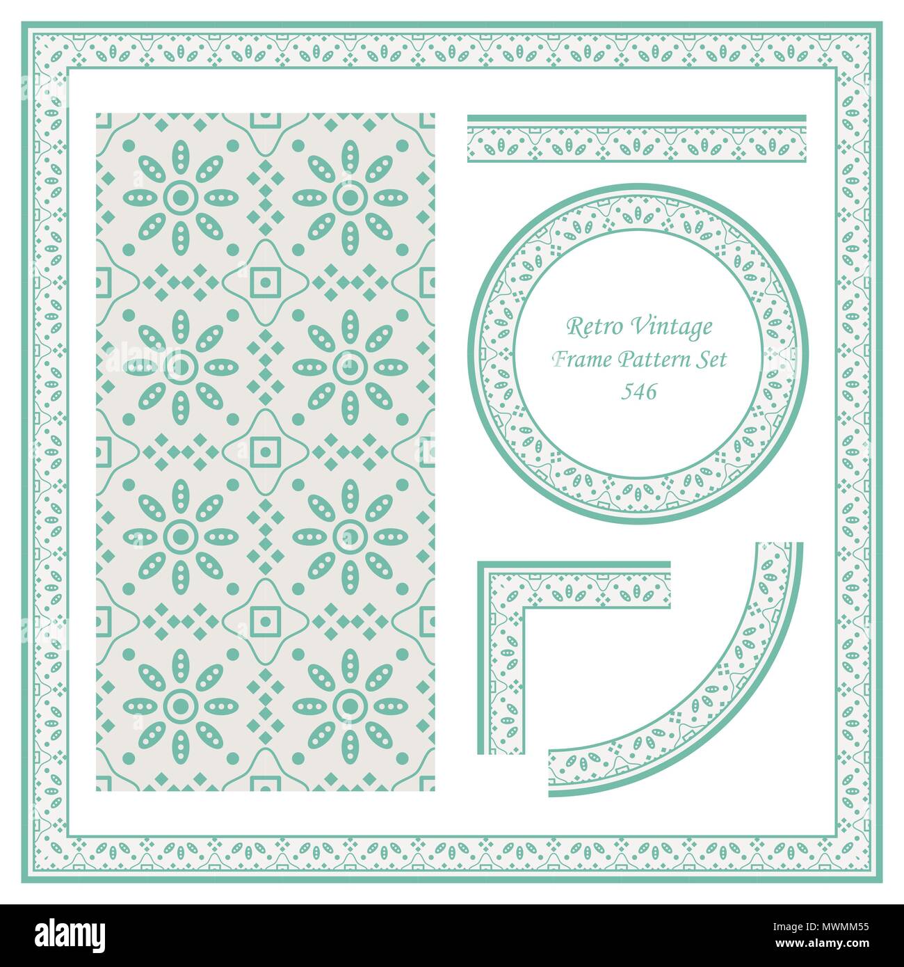 Vintage border retro pattern background and frame decoration template ...