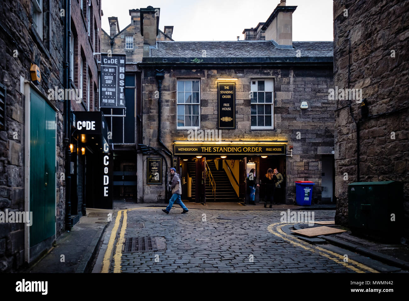 Edinburgh, Scotland - April 27, 2017 : The Standing order pub, famous old pubs in Edinburgh on Rose Street. Edinburgh, Scotland Stock Photo