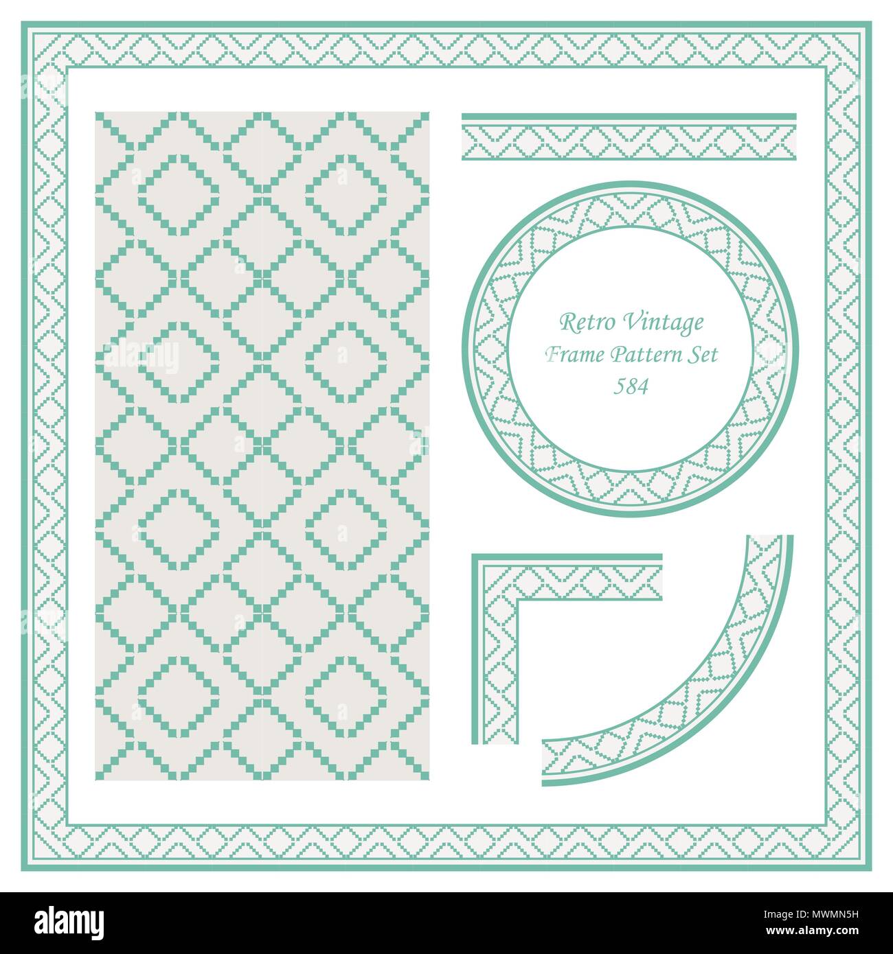 Vintage border retro pattern background and frame decoration template ...