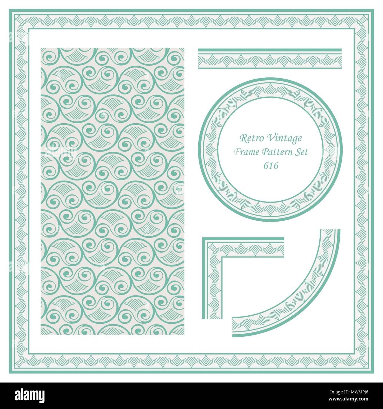Vintage border retro pattern background and frame decoration template ...