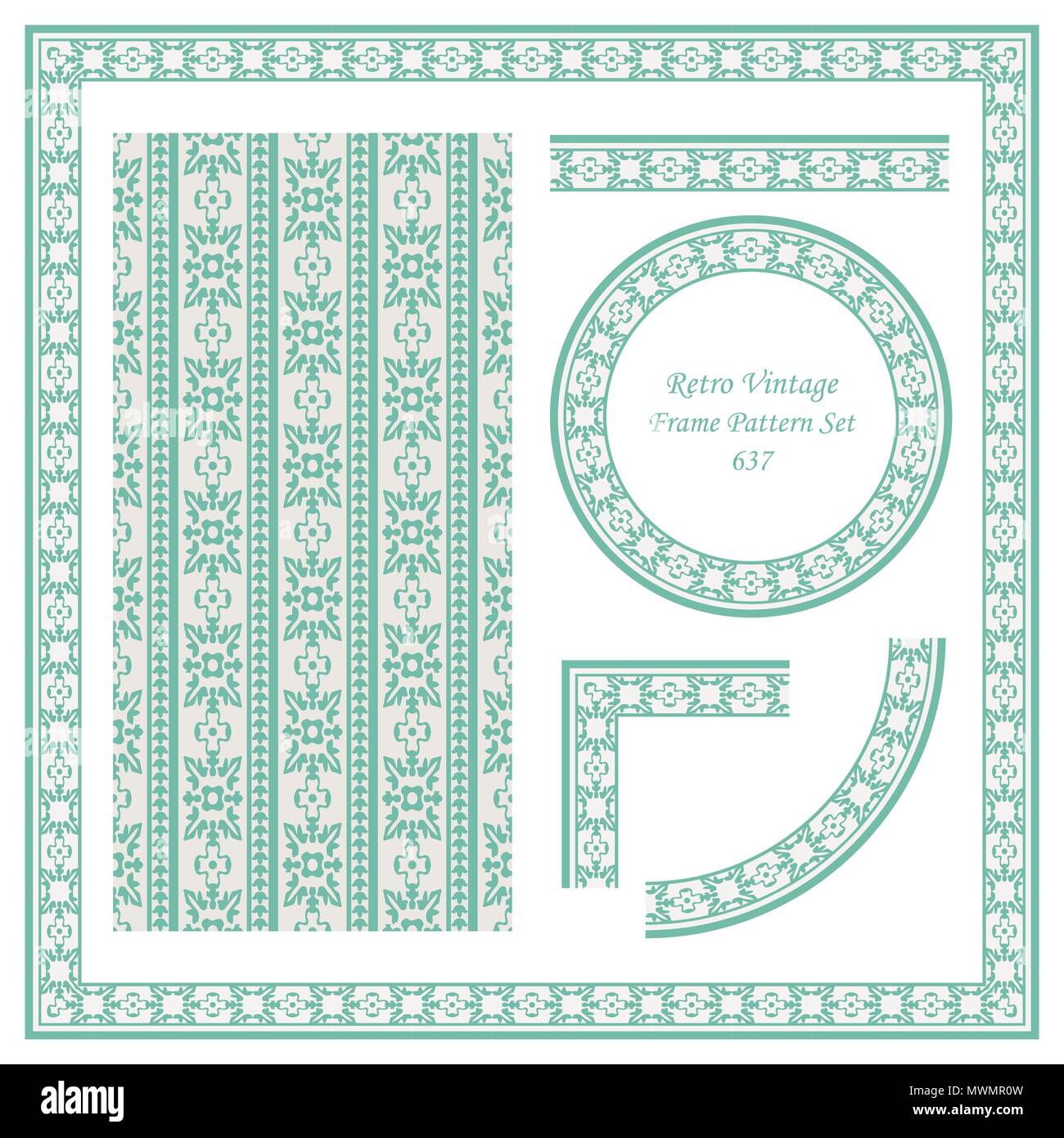 Vintage border retro pattern background and frame decoration template ...
