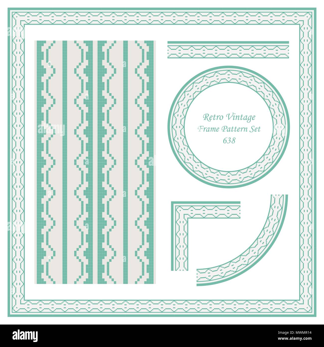 Vintage border retro pattern background and frame decoration template ...