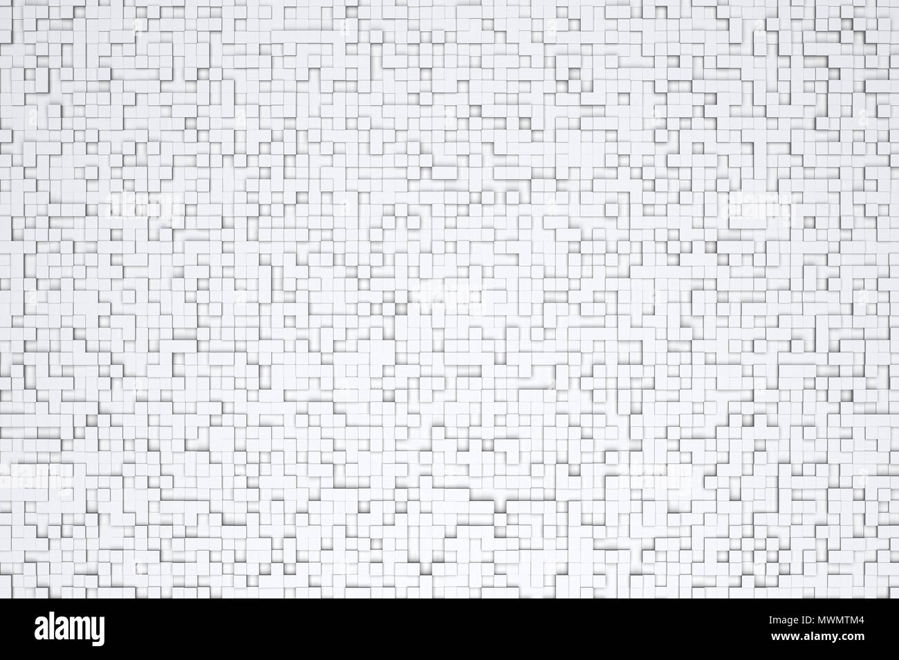 Abstract White or Gray 3d Geometric Small Cube Tiles Background Design Pattern Stock Photo