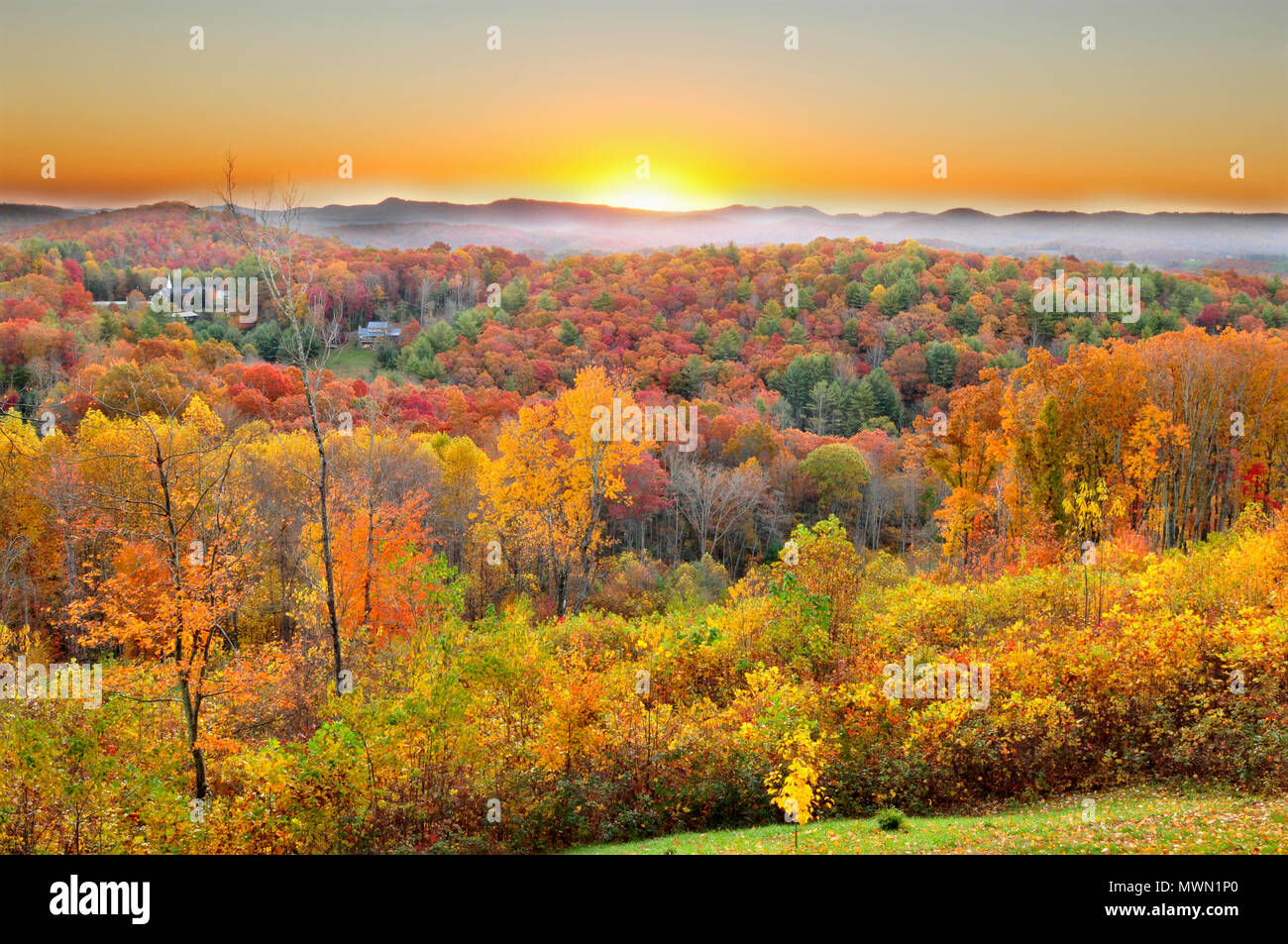 Autumn in Blue Ridge Parkway, North Carolina, U.S.A. Stock Photo