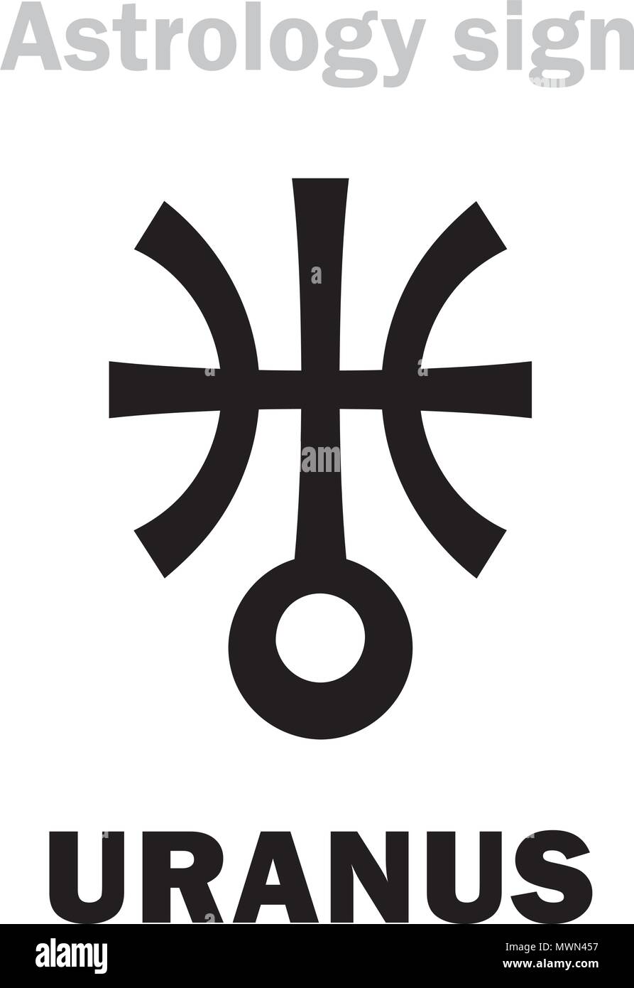 Astrology Alphabet: URANUS, higher global planet. Hieroglyphics character sign (single symbol). Stock Vector