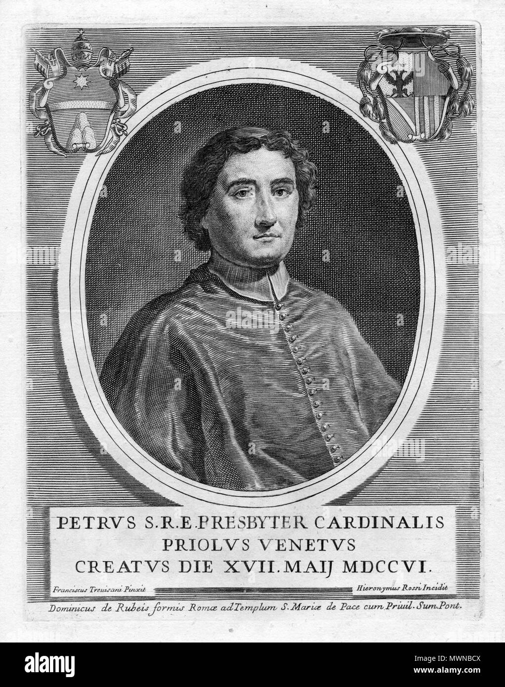 . Français : portrait gravé . Unknown date. Girolamo Rossi d'après Francesco Trevisani 484 Pietro Priuli Stock Photo