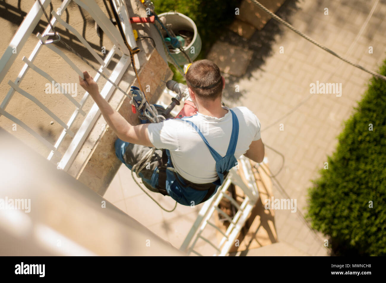 Industrial climber at work Stock Photo