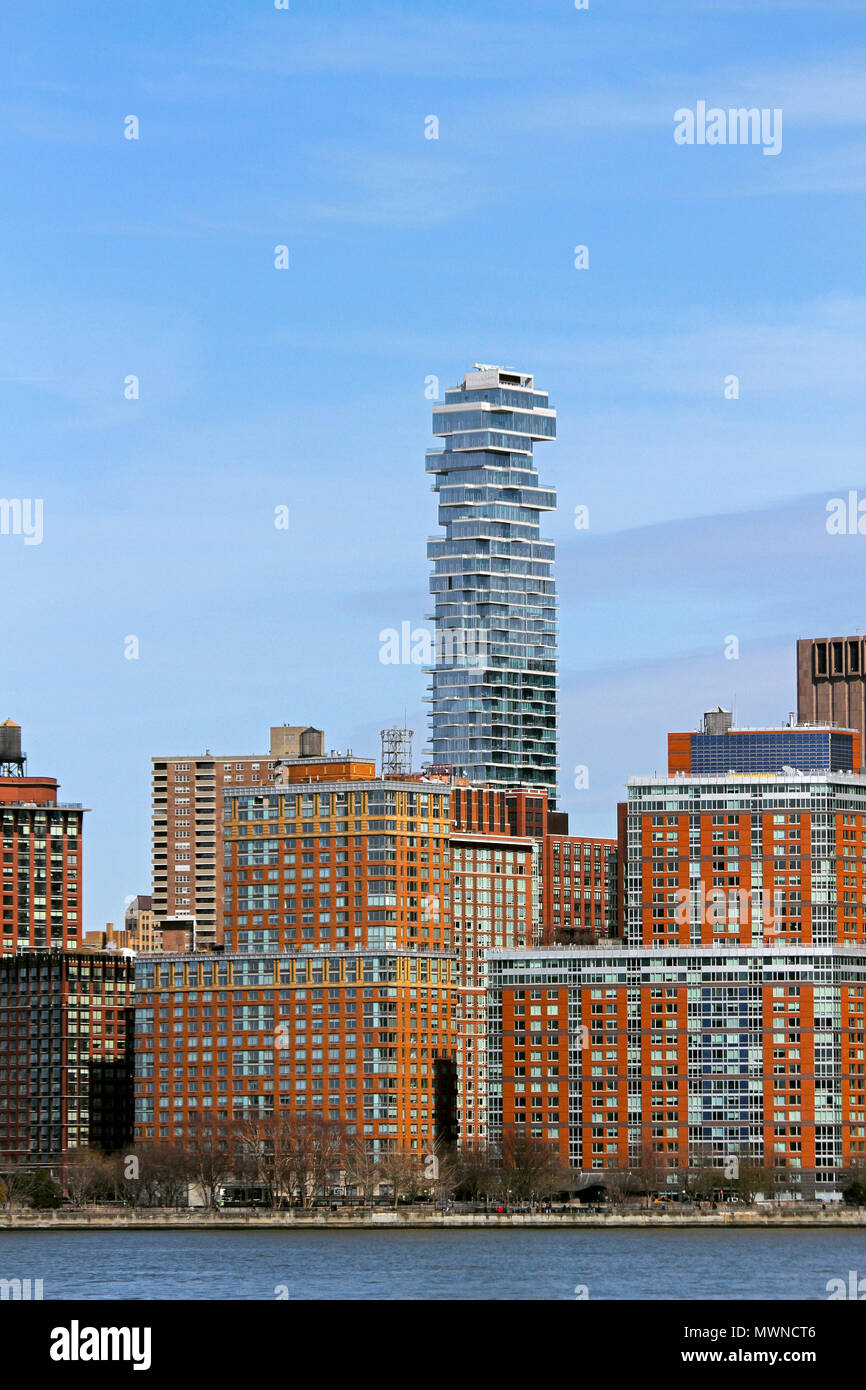 A view of 56 Leonard, a luxury condo tower completed in 2015, Tribeca, Lower Manhattan, New York City. Stock Photo