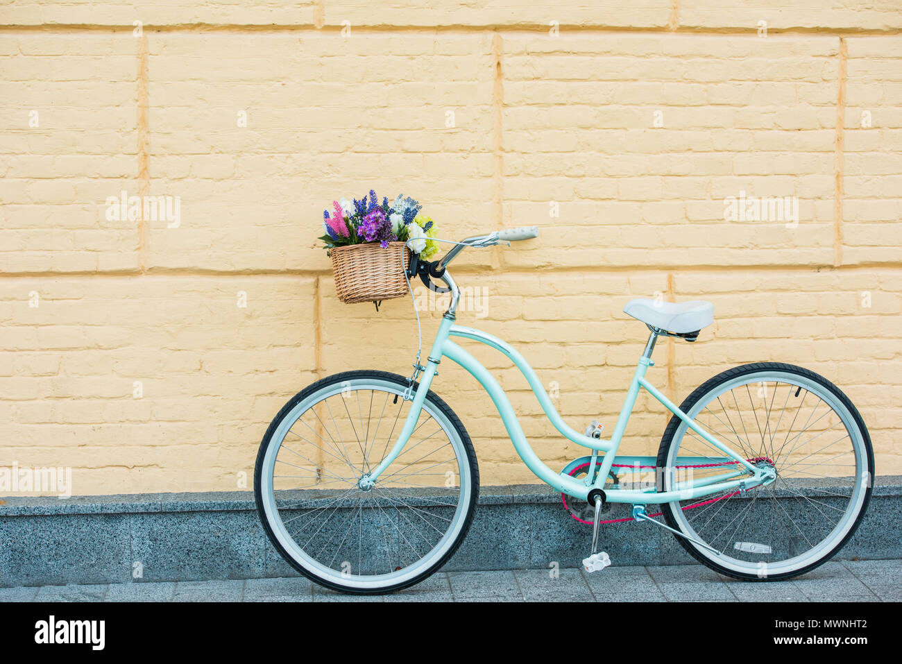 white bicycle with basket
