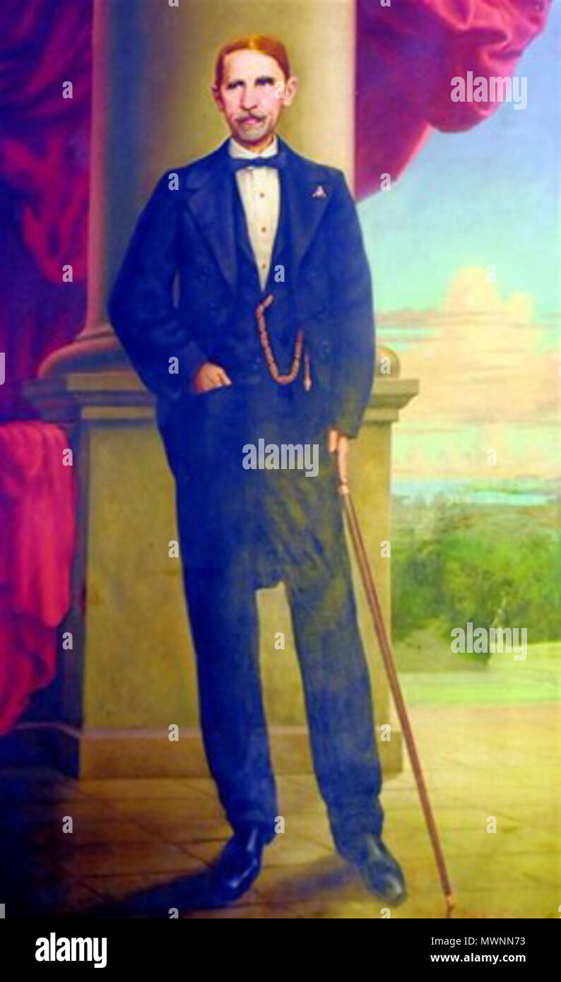 . English: Oil portrait of Juan Pablo Duarte, founder of the Dominican Republic. Español: Retrato en óleo de Juan Pablo Duarte, fundador de la República Dominicana. approximately late 1800's. Unknown 519 Retrato Juan Pablo Duarte Stock Photo
