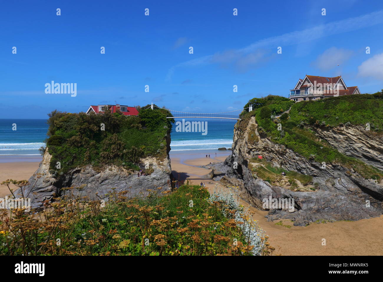 Newquay House On A Rock Stock Photo Alamy