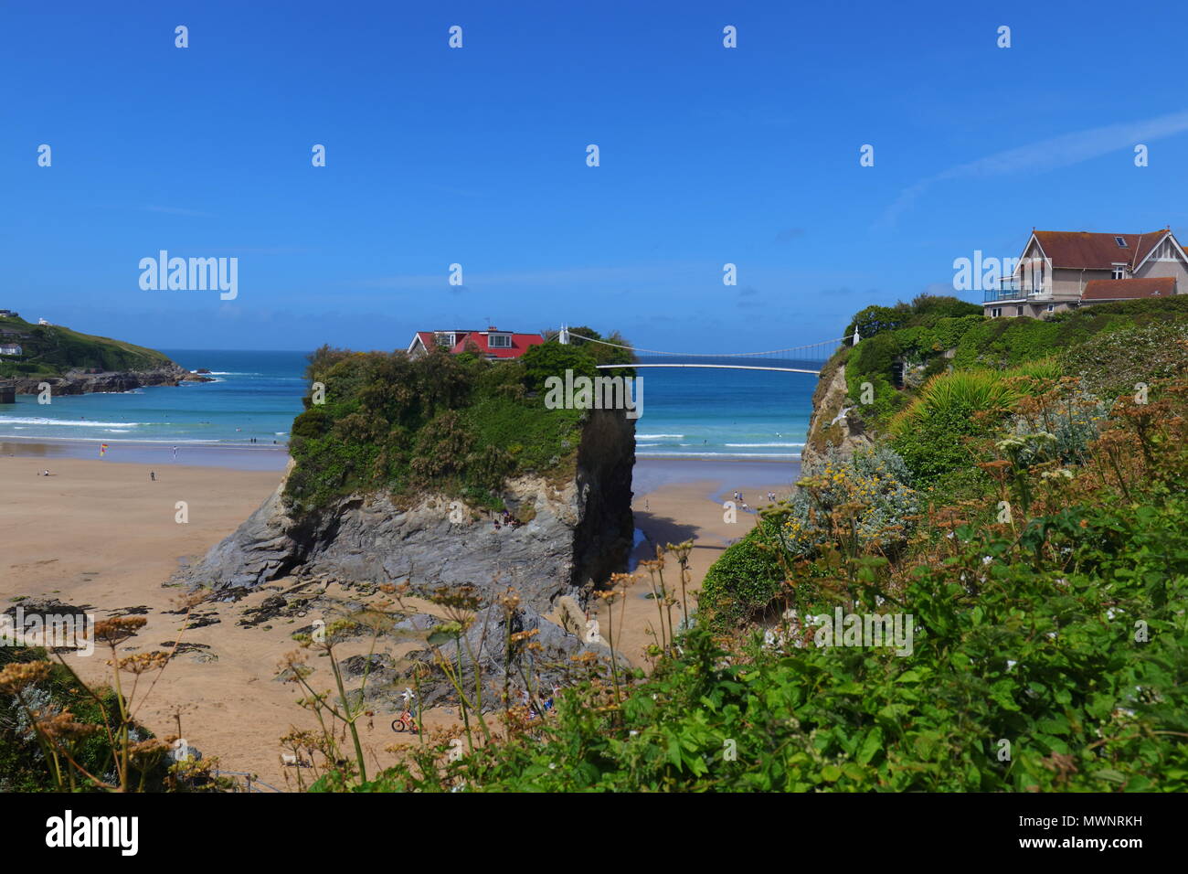 Newquay House On A Rock Stock Photo Alamy