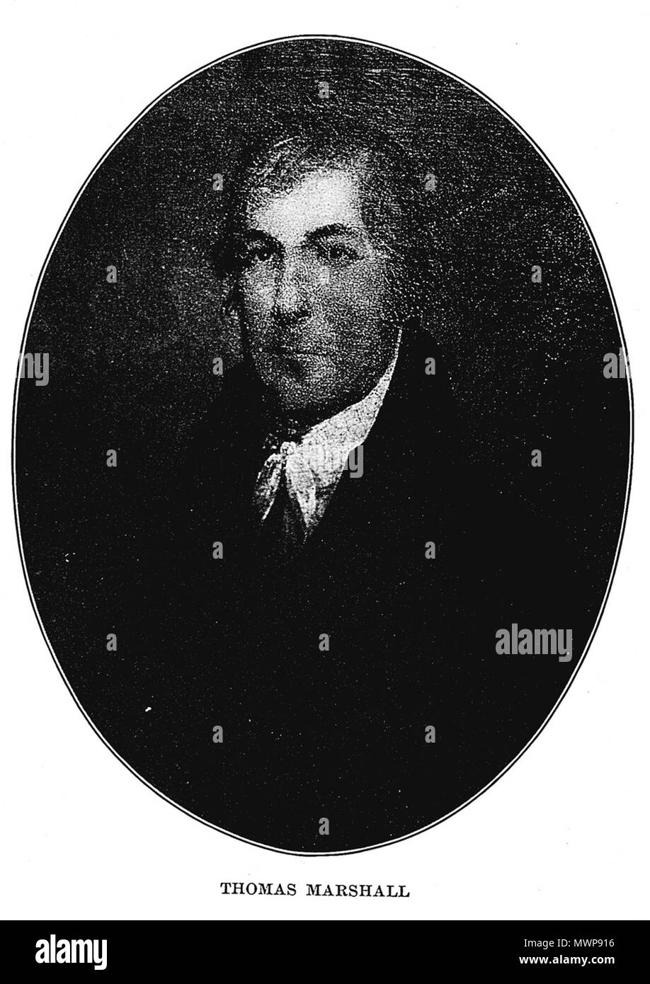 . English: This is the only known portrait of Thomas Marshall, father of Chief Justice John Marshall. 15 January 1790. Albert J. Beveridge 497 Portrait of Thomas Marshall, Father of CJ John Marshall Stock Photo