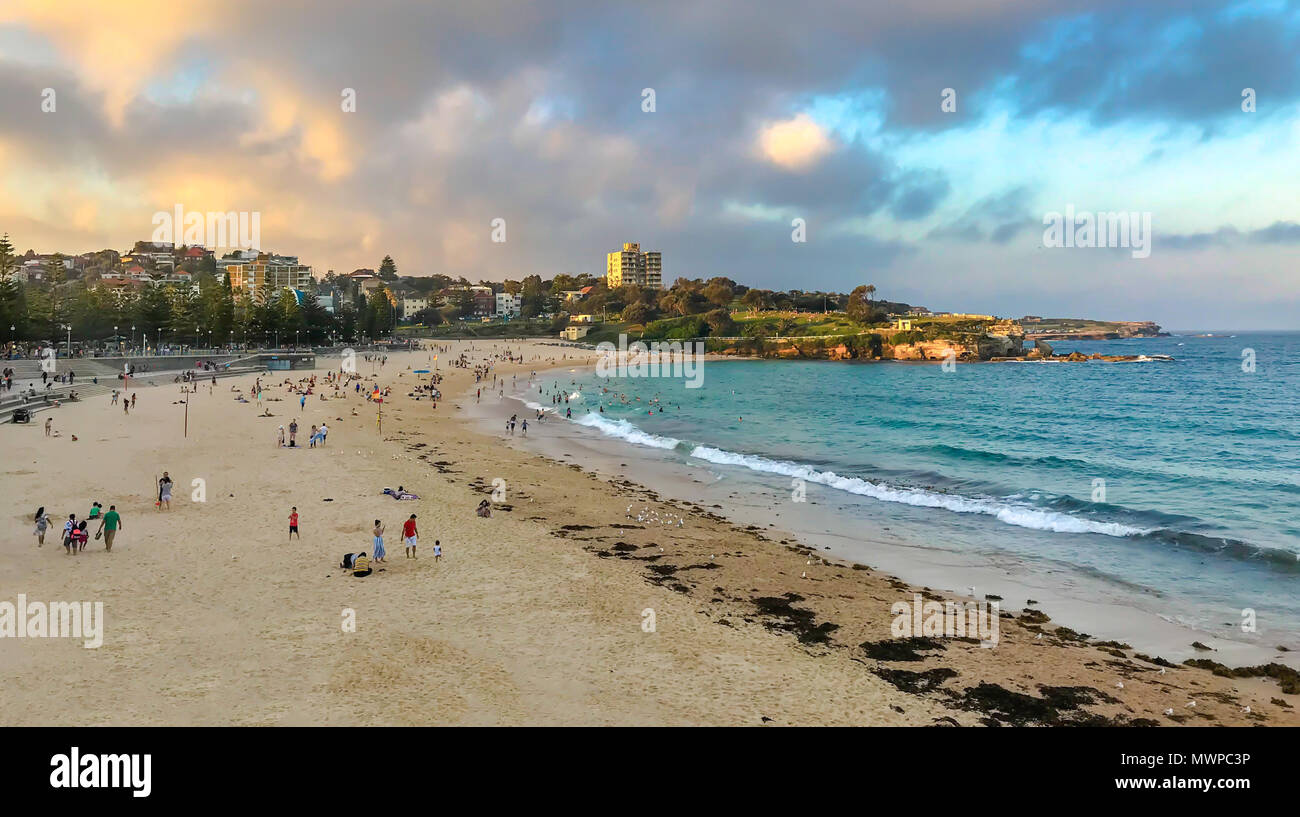 Coogee Beach in golden hour Stock Photo