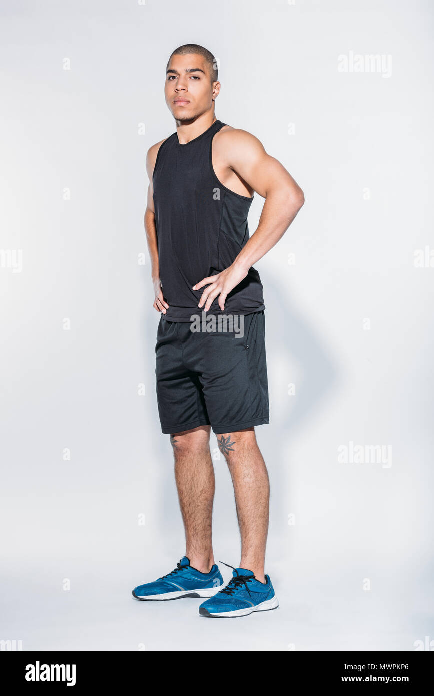african american sportsman standing and looking at camera Stock Photo ...