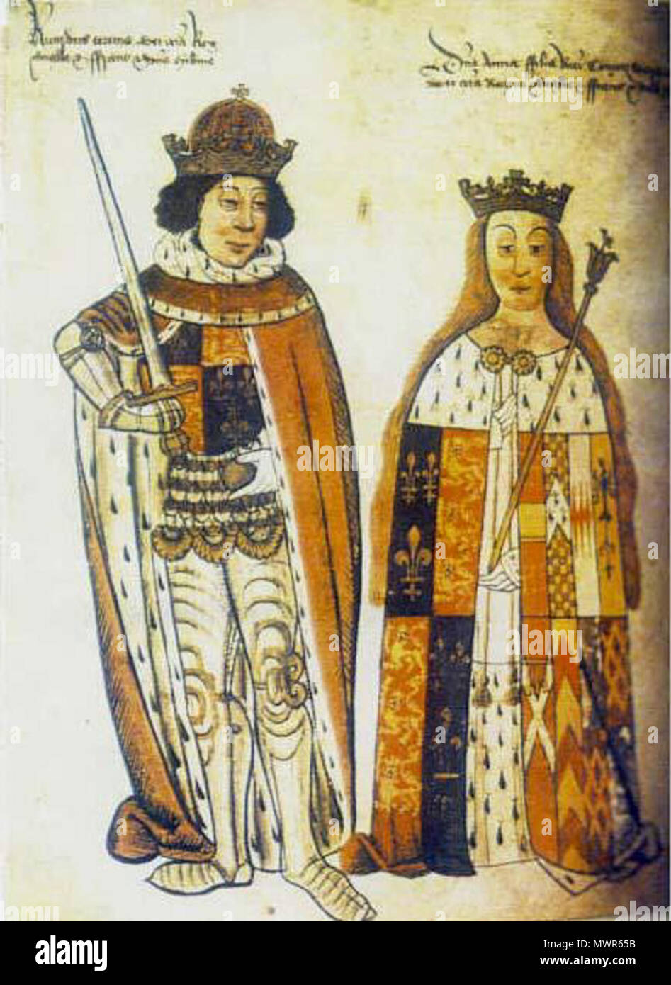 . Richard III and Anne Neville from the Rous Roll . Late 15th century. Unknown 534 Ryszard III i Anna Neville Stock Photo