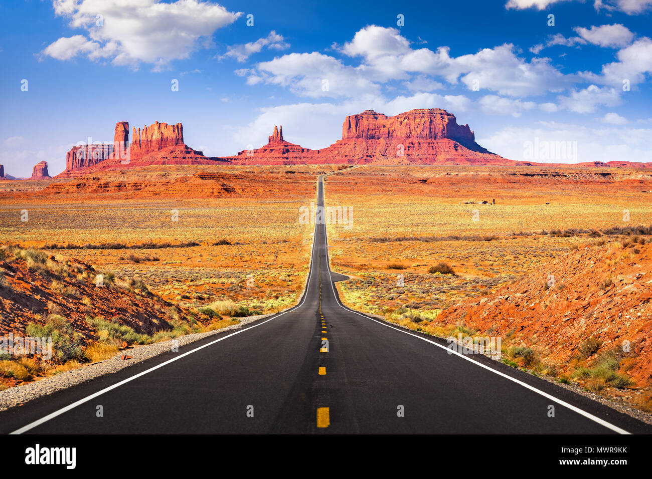 Monument Valley, Arizona, USA iconic roadway. Stock Photo