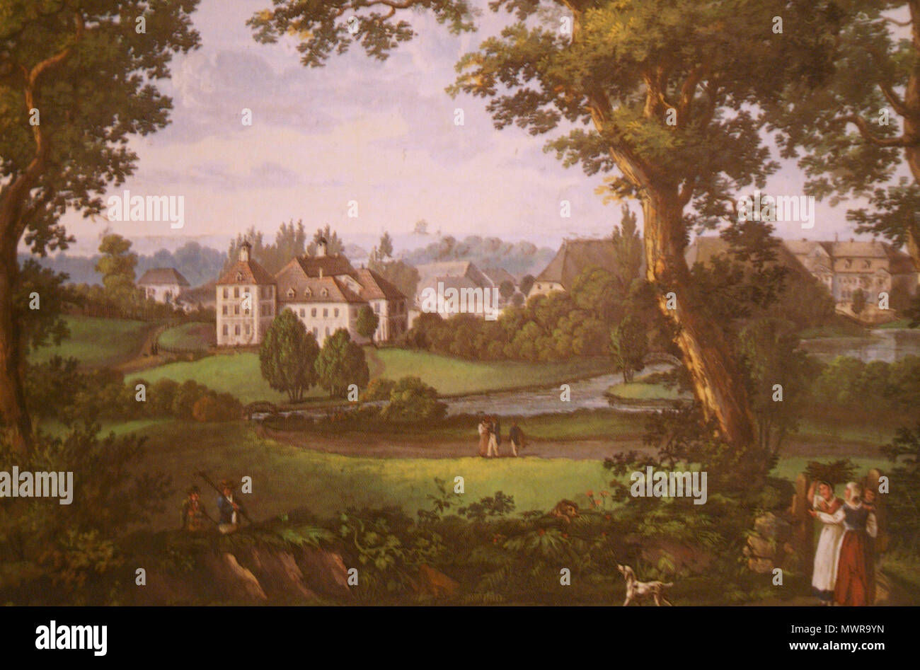 . English: Panker Manor in the 19. Century. Painting by J. L. v. Motz Deutsch: Das Herrenhaus Panker im 19. Jahrhundert, Gemälde von J. L. v. Motz . 1822. J. L. v. Motz 466 Panker 19. Jhd Stock Photo