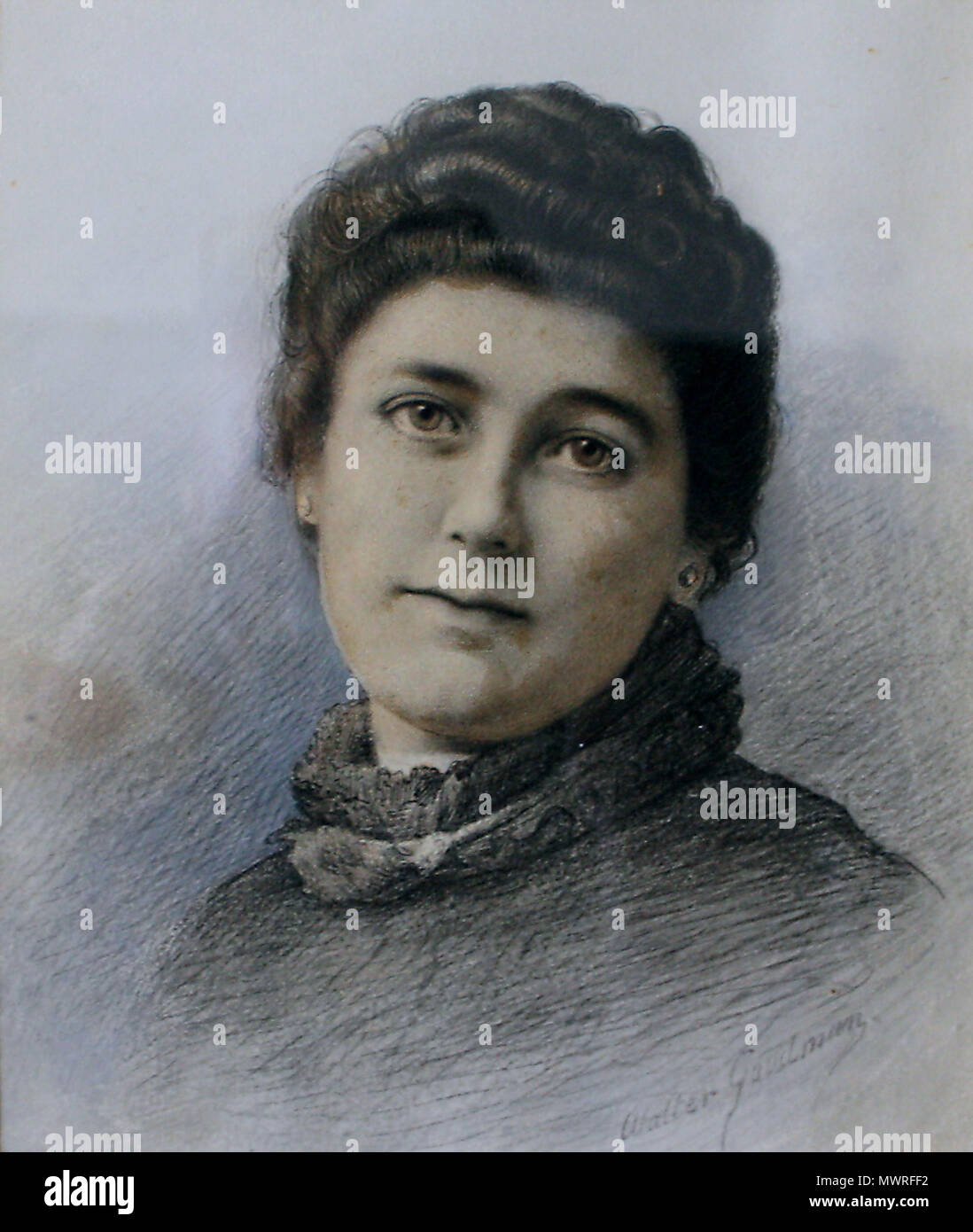 .  English: 'Longing Eyes' by Walter Goodman, crayon, Private Collection, London ,England. 376 Longing Eyes Stock Photo