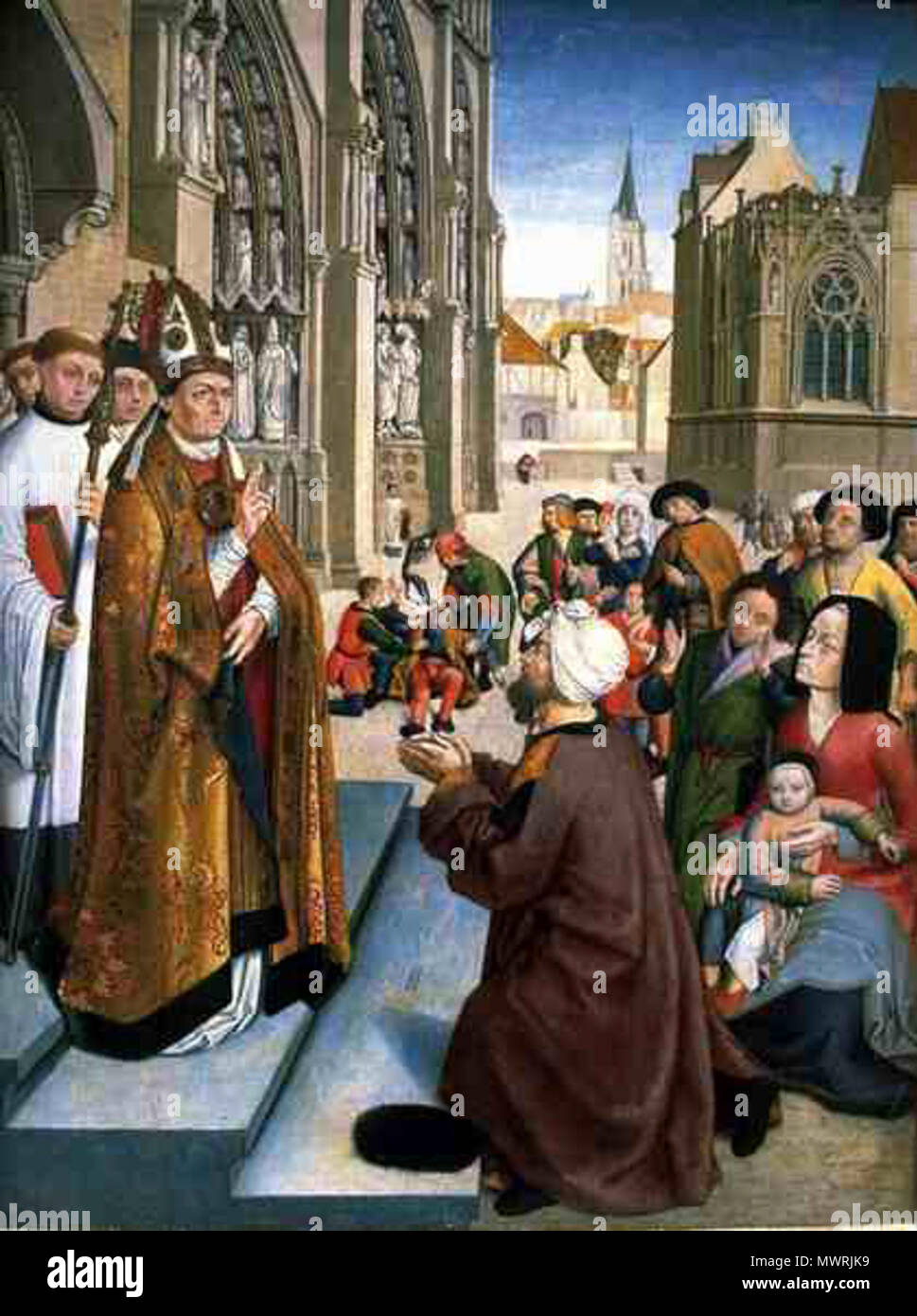 Episodes from the Life of a Bishop Saint». With cathedral Notre-Dame de  Paris, Saint-Jean-le-rond on the left and the hospital Hotel-Dieu in the  background. circa 1500. Master of Saint Giles and