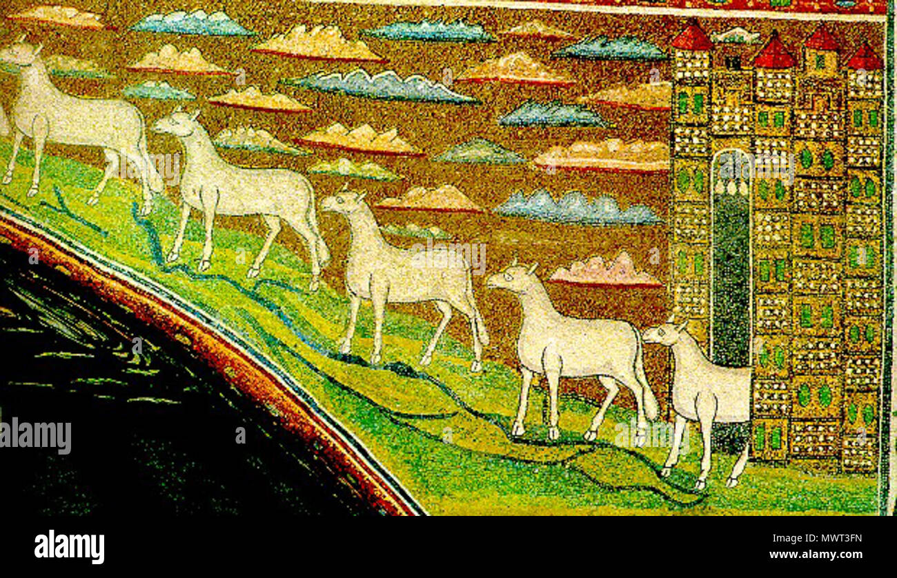 . English 6th century Byzantine mosaic in the apse of the basilica of