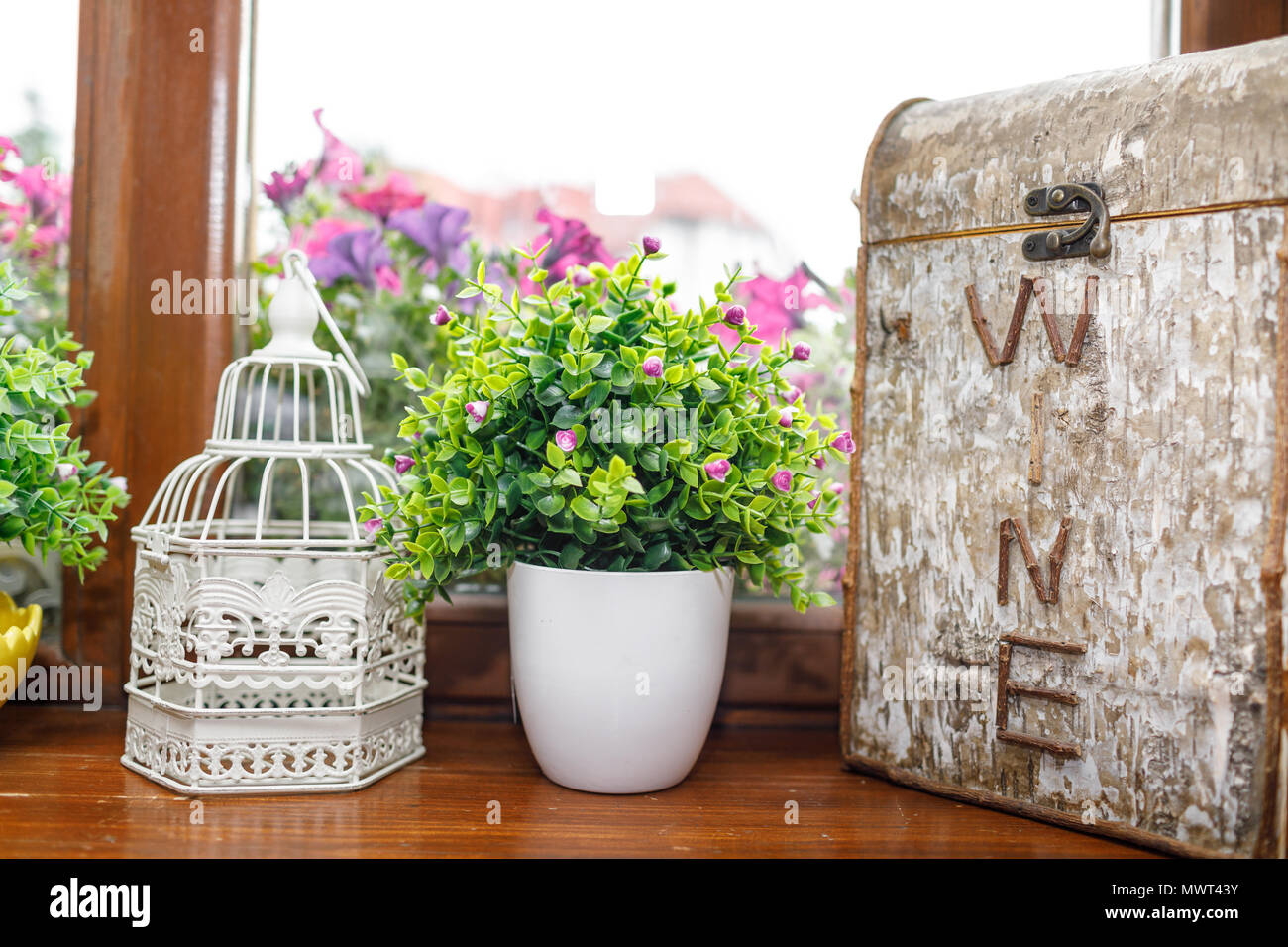 wedding decorations for table in rustic style Stock Photo