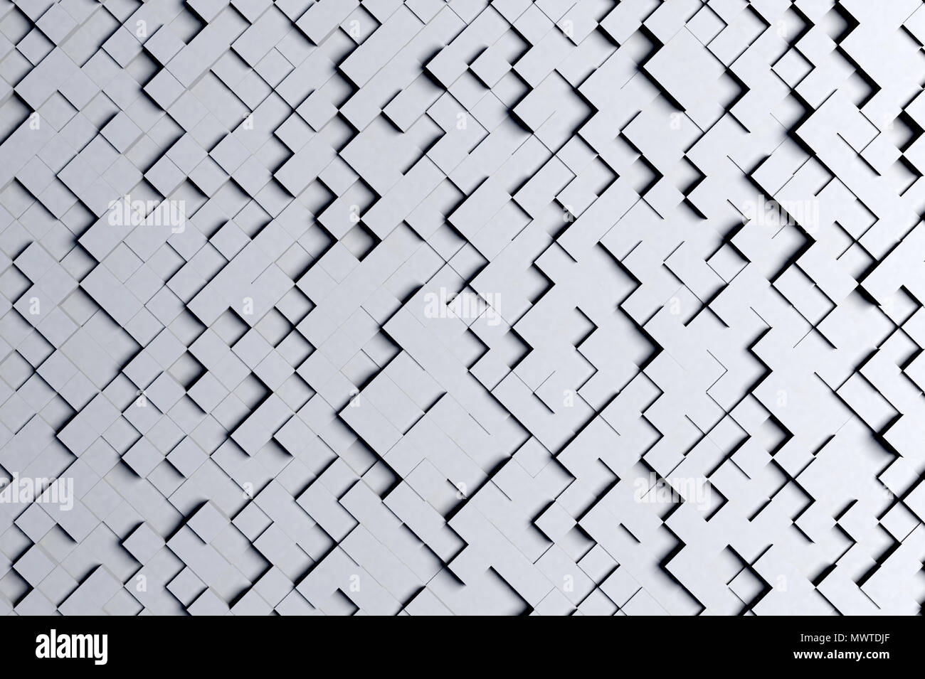 Abstract Diagonal Black and White or Gray 3d Geometric Small Cube Tiles Background Design Pattern Stock Photo