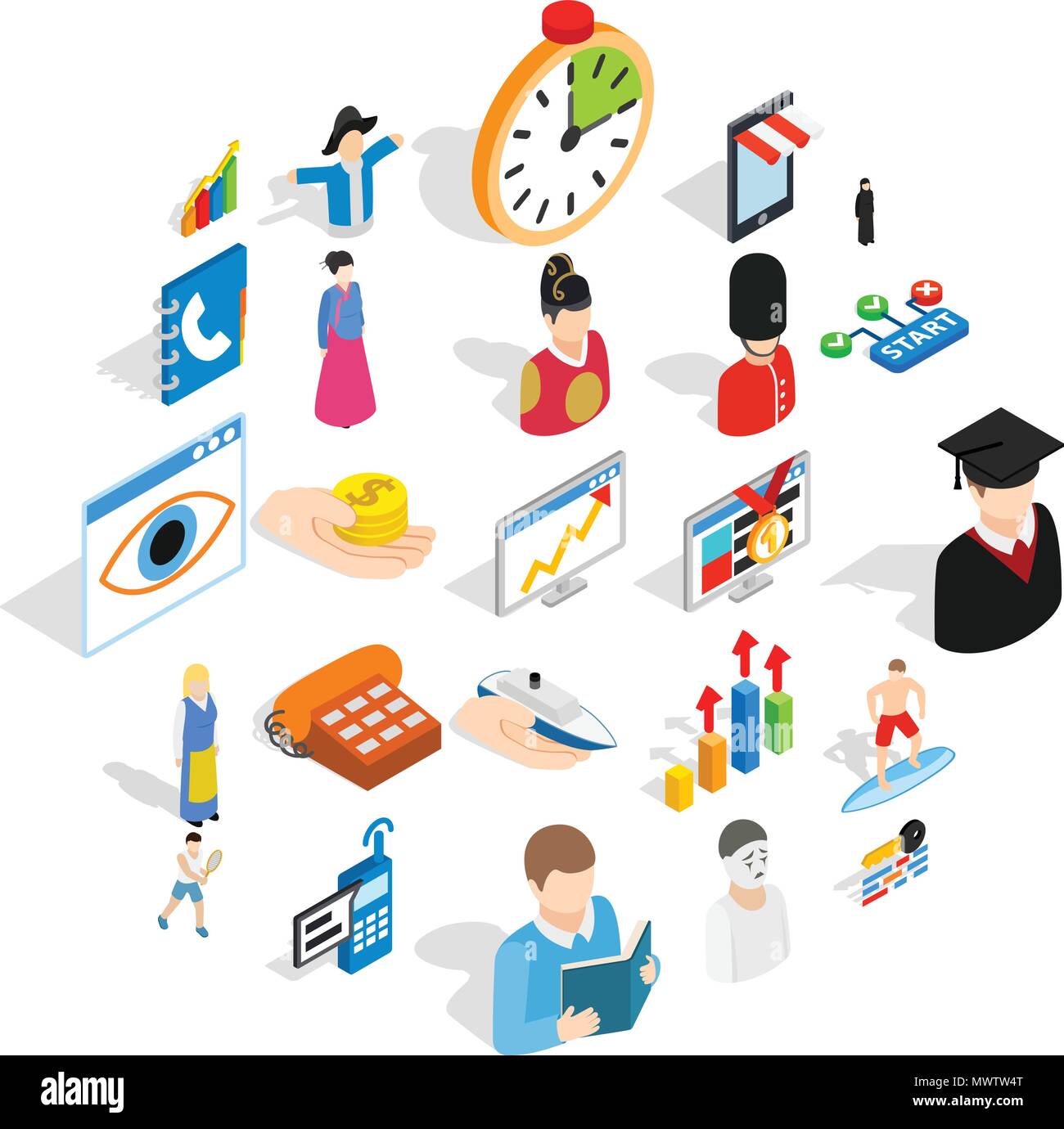 New worker icons set, isometric style Stock Vector