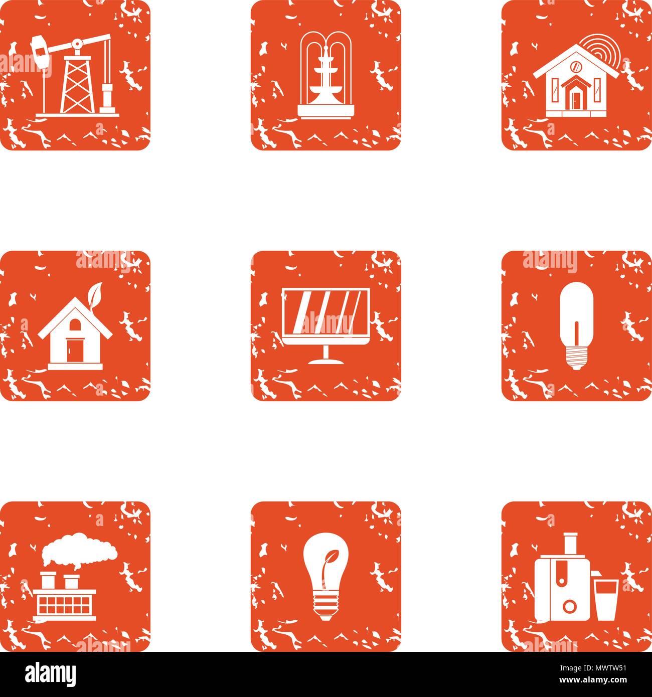 Pep icons set, grunge style Stock Vector