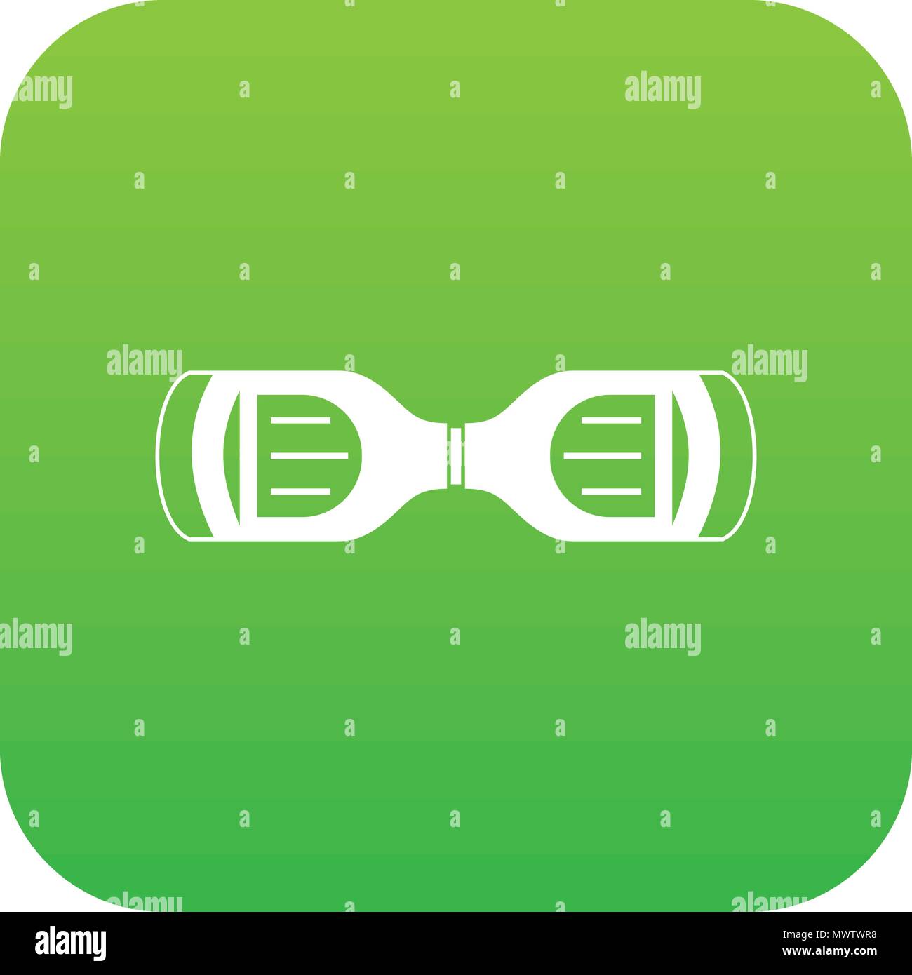 Hoverboard gyro pod top view icon digital green Stock Vector