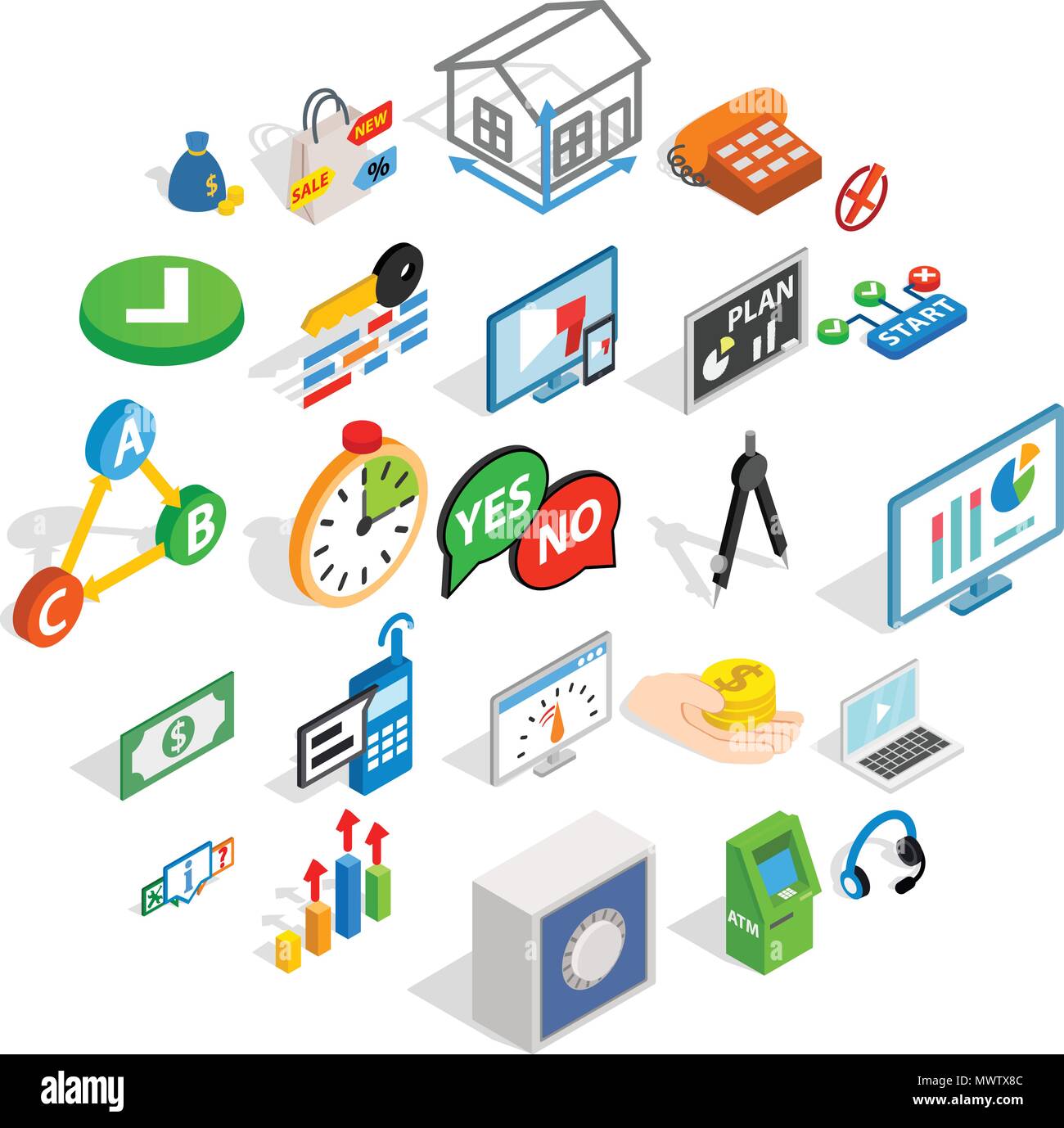Image icons set, isometric style Stock Vector