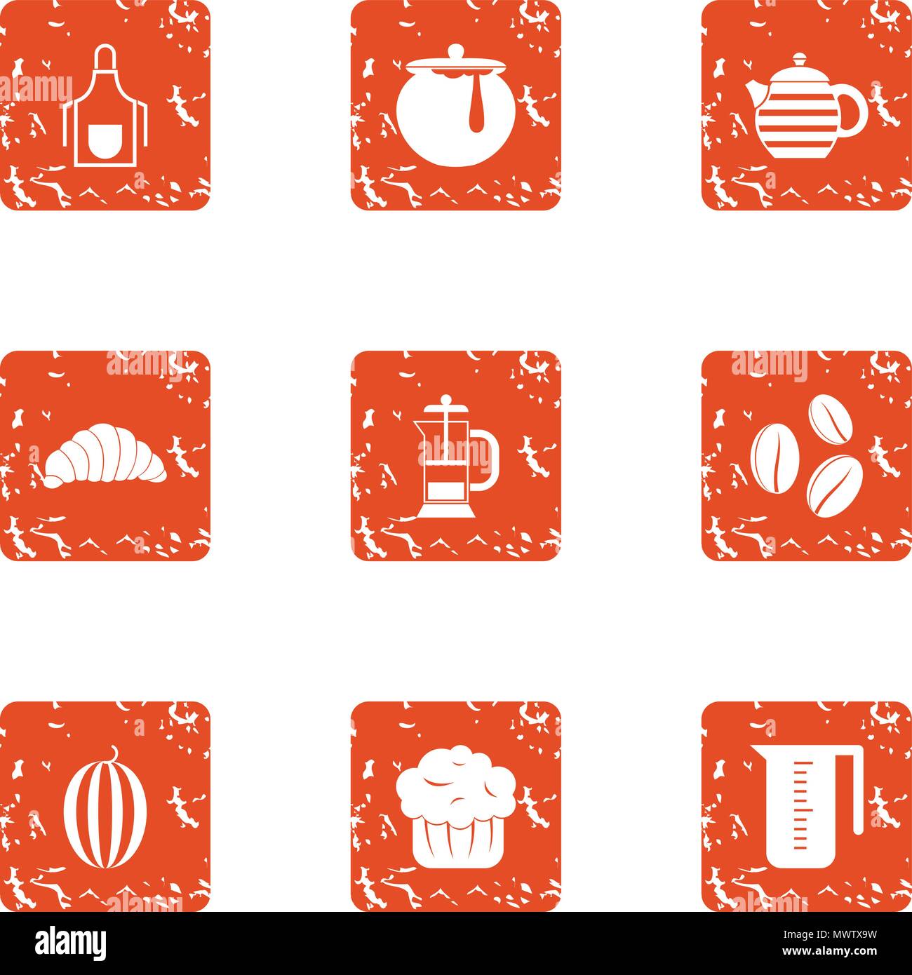 Refreshment icons set, grunge style Stock Vector
