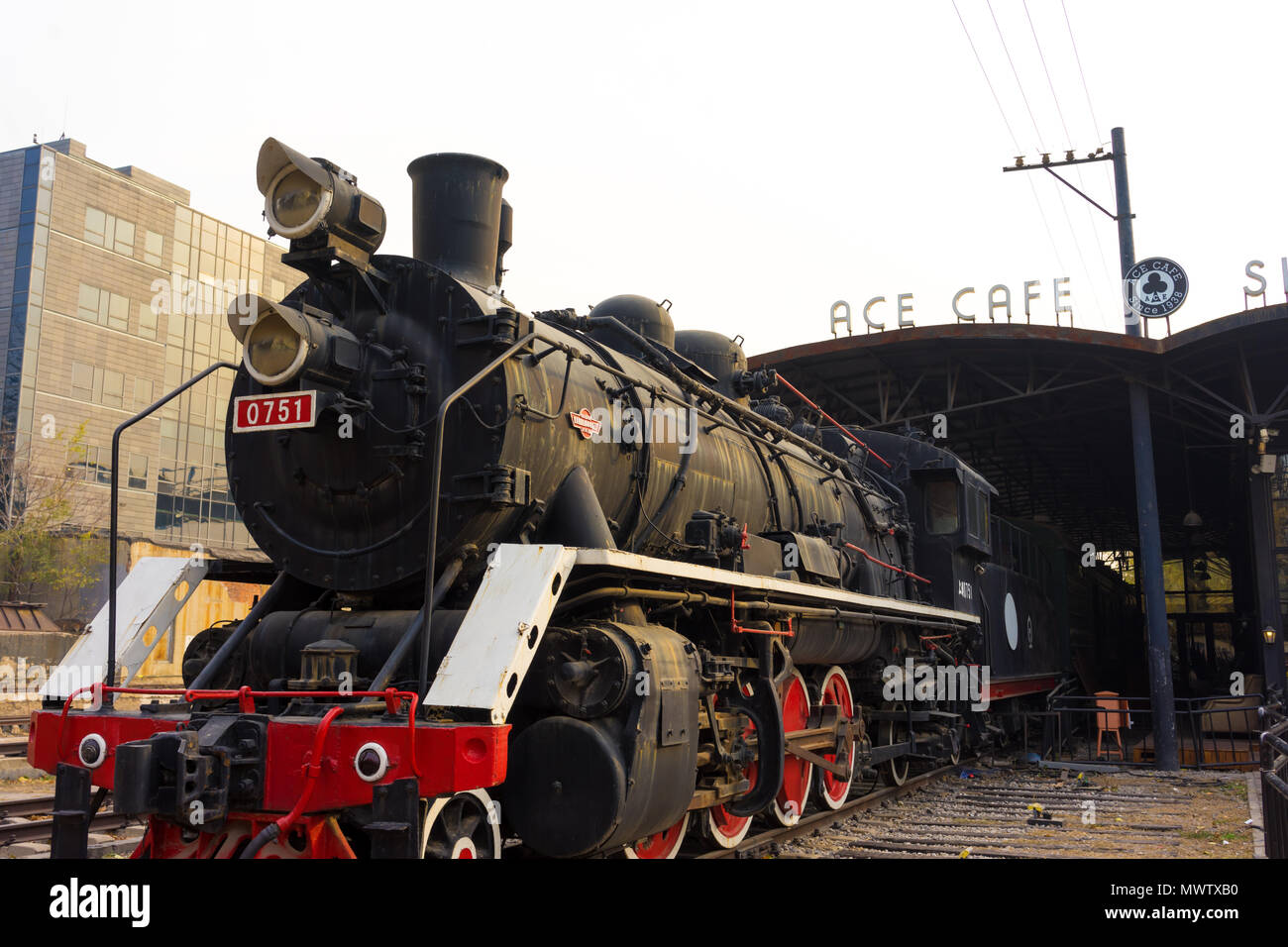 Old Steam train, now part of the 798 Art Zone (Dashanzi Art District) in Beijing, China, Asia Stock Photo