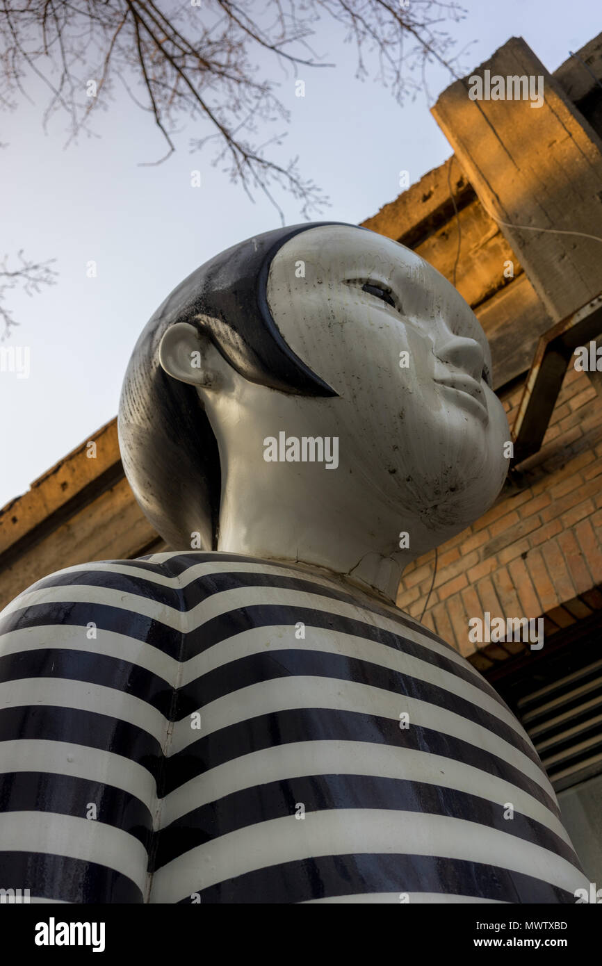 Girl sculpture at the 798 Art Zone (Dashanzi Art District) in Beijing, China, Asia Stock Photo