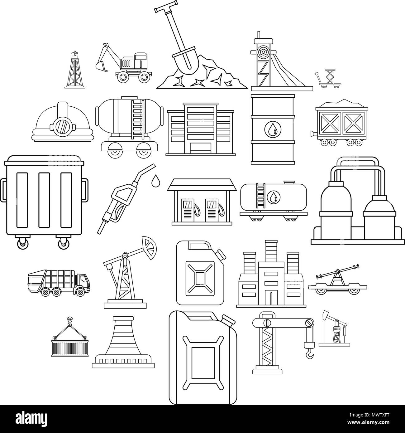 Production workers icons set, outline style Stock Vector Image & Art ...