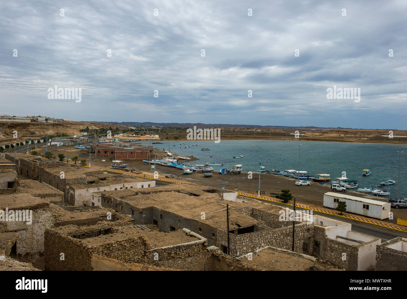 View over the harbour of Al Wadj, Saudi Arabia, Middle East Stock Photo