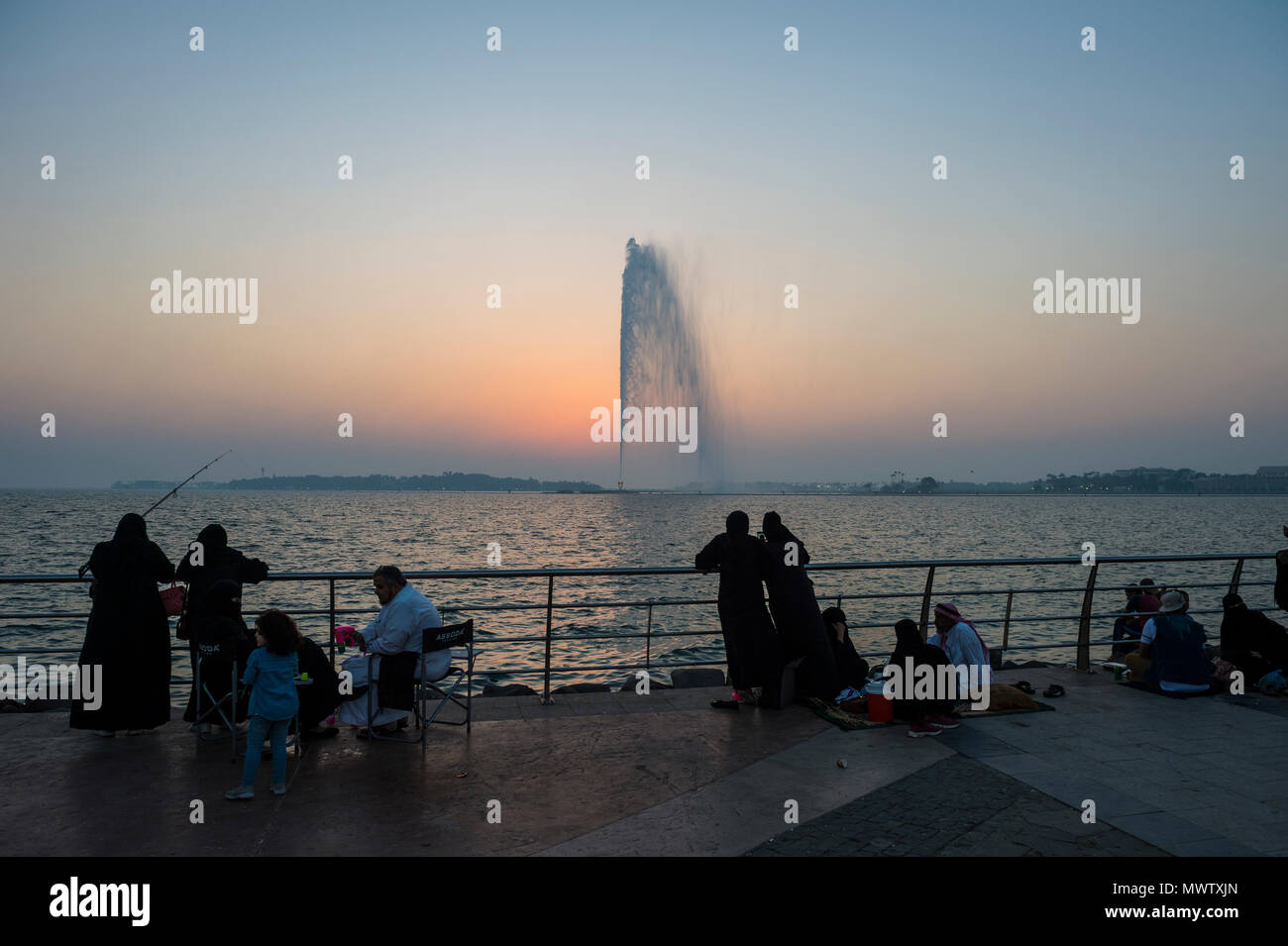 The largest fountain in the world, Corniche, Jeddah, Saudi Arabia, Middle East Stock Photo