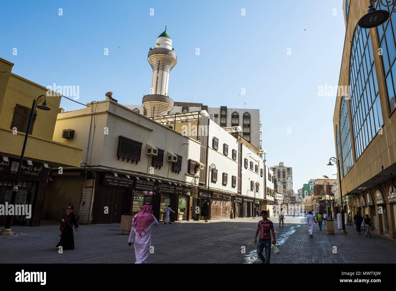 The bazaar area of the old town of Jeddah, UNESCO World Heritage Site, Saudi Arabia, Middle East Stock Photo