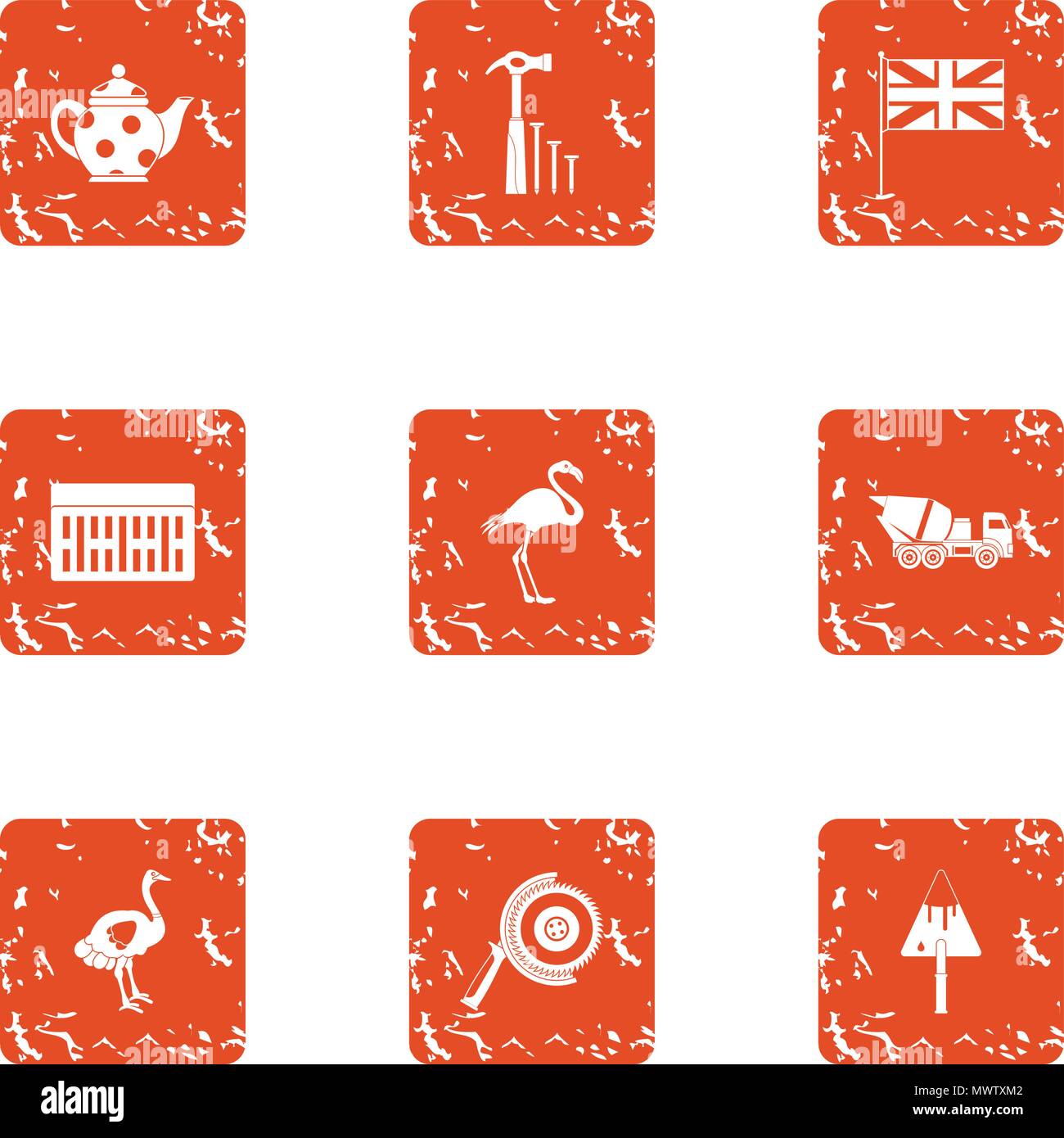 New light icons set, grunge style Stock Vector