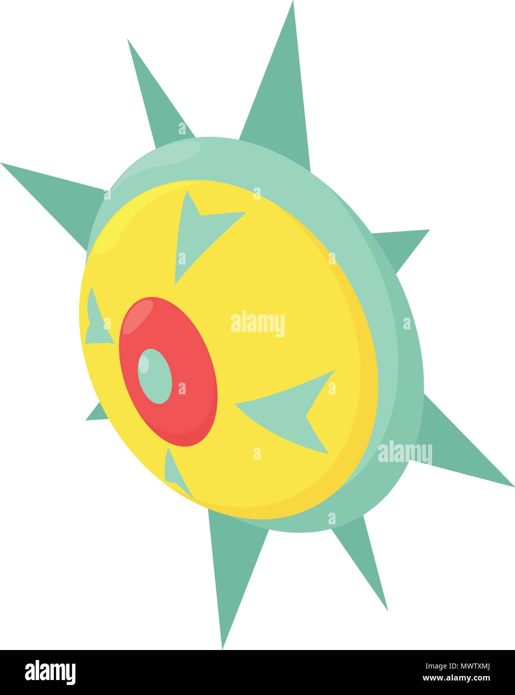 Round spike shiled icon, isometric style Stock Vector