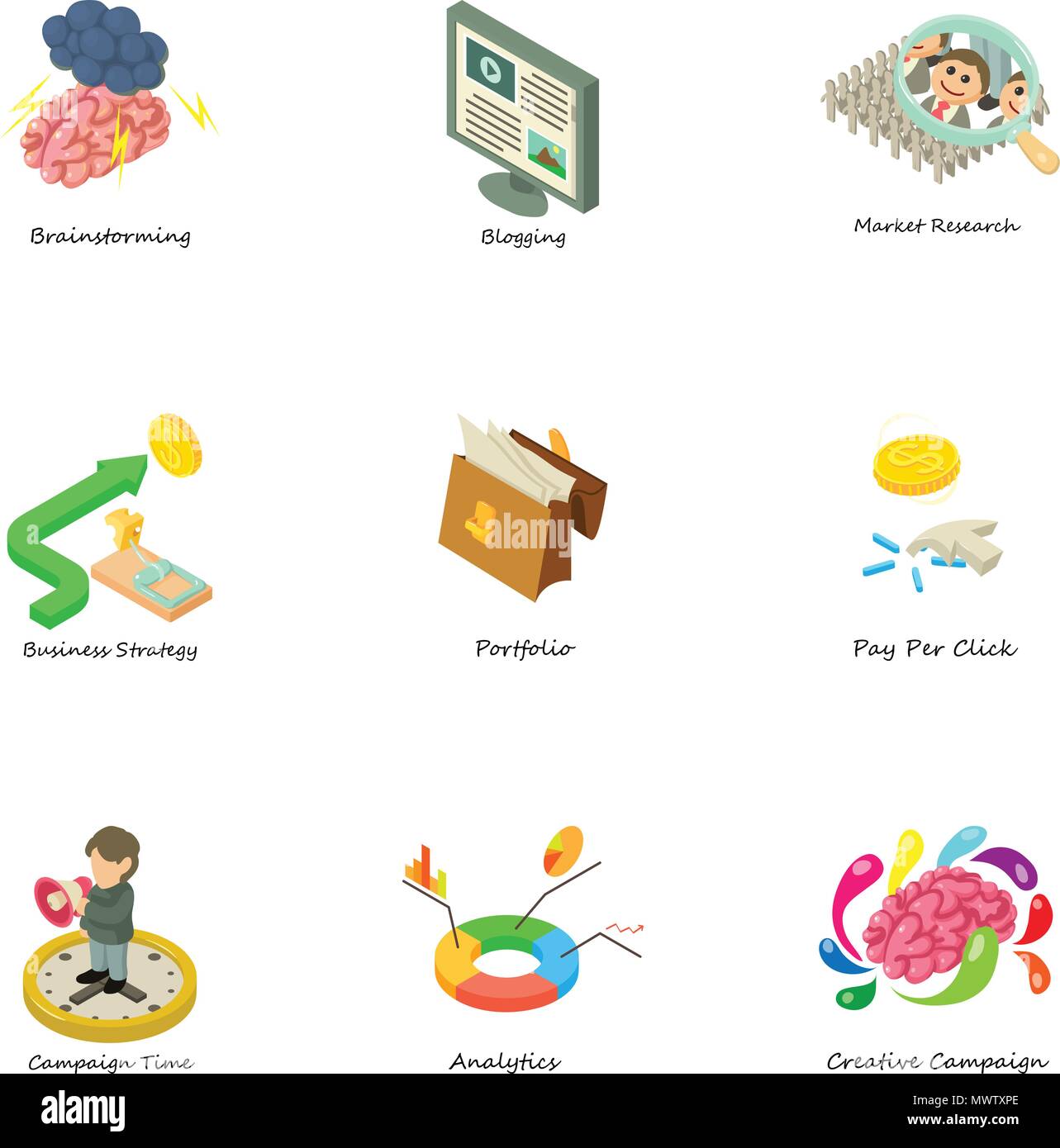Teambuilding icons set, isometric style Stock Vector