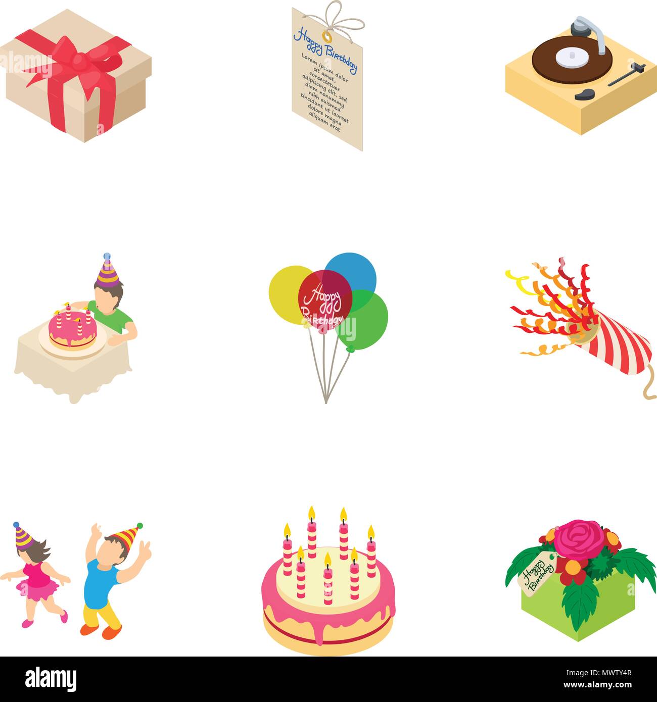Gift day icons set, isometric style Stock Vector