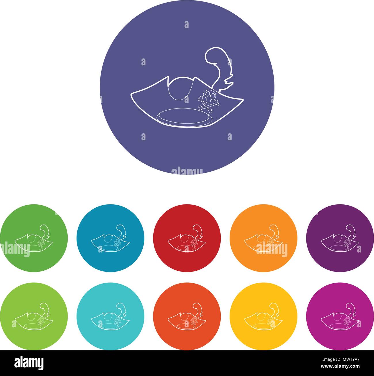 Pirate hat icons set vector color Stock Vector