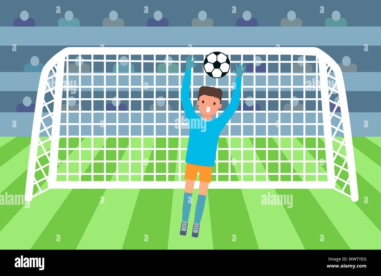 Soccer goalkeeper on stadium concept, flat style Stock Vector Image ...