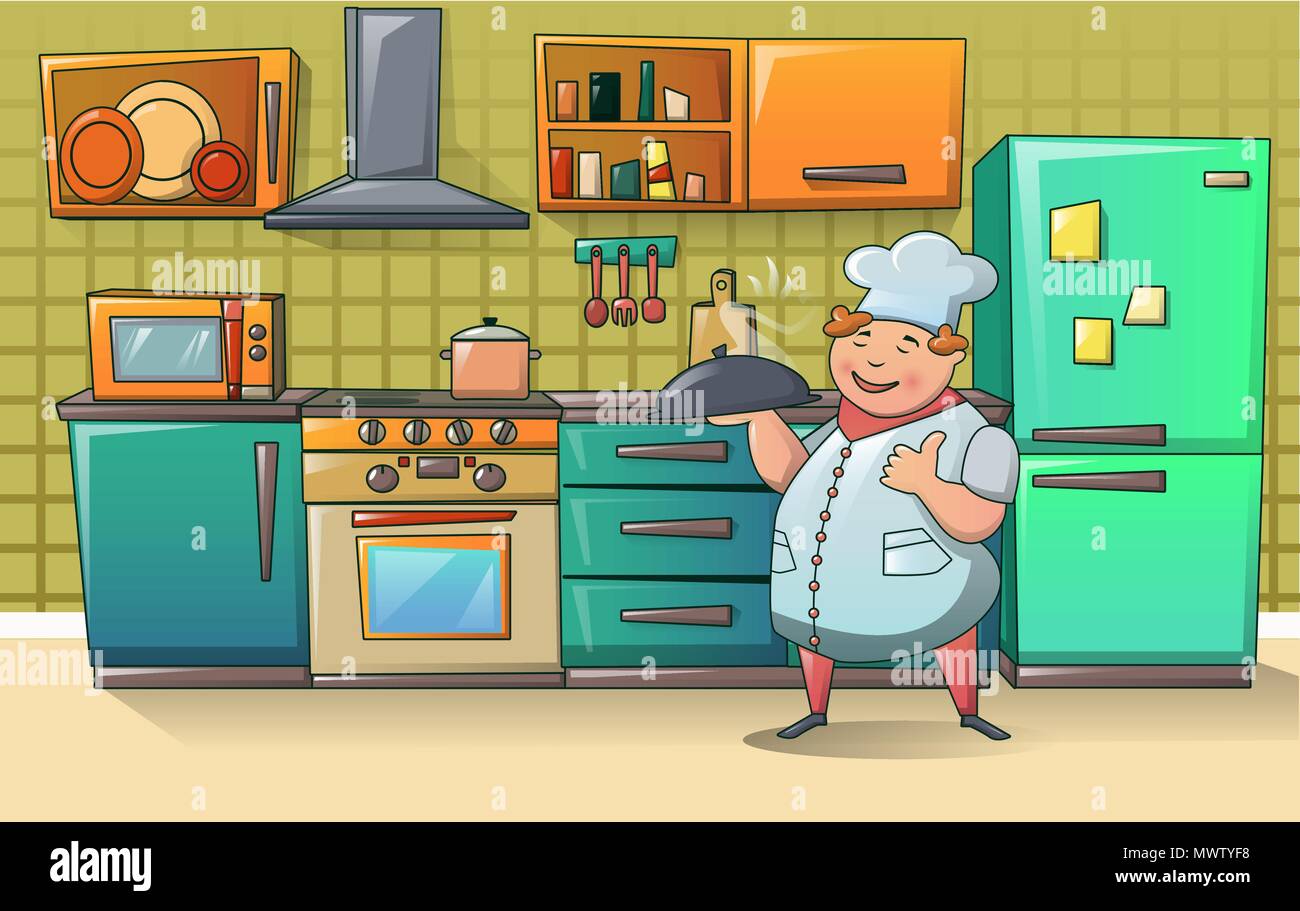 Cooker chef character banner, cartoon style Stock Vector Image & Art ...