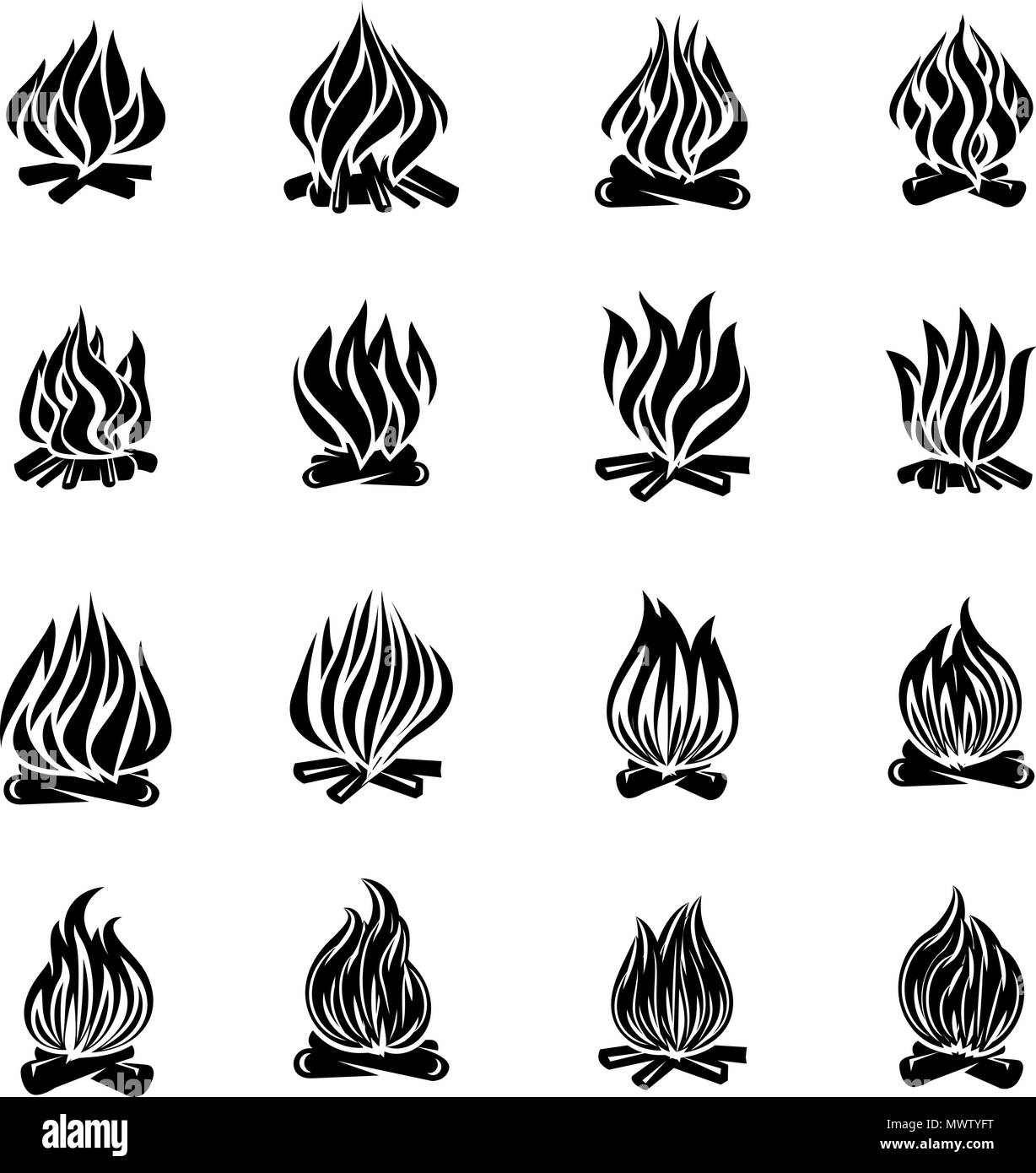 Bonfire flame fire icons set, simple style Stock Vector Image & Art - Alamy