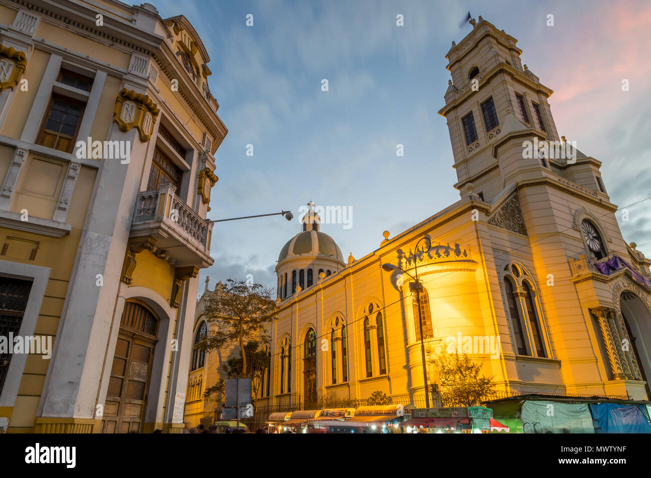 The Tipografia building and the Church Our Lady of Remedies at Zona 1 (city centre) in Guatemala City, Guatemala, Central America Stock Photo