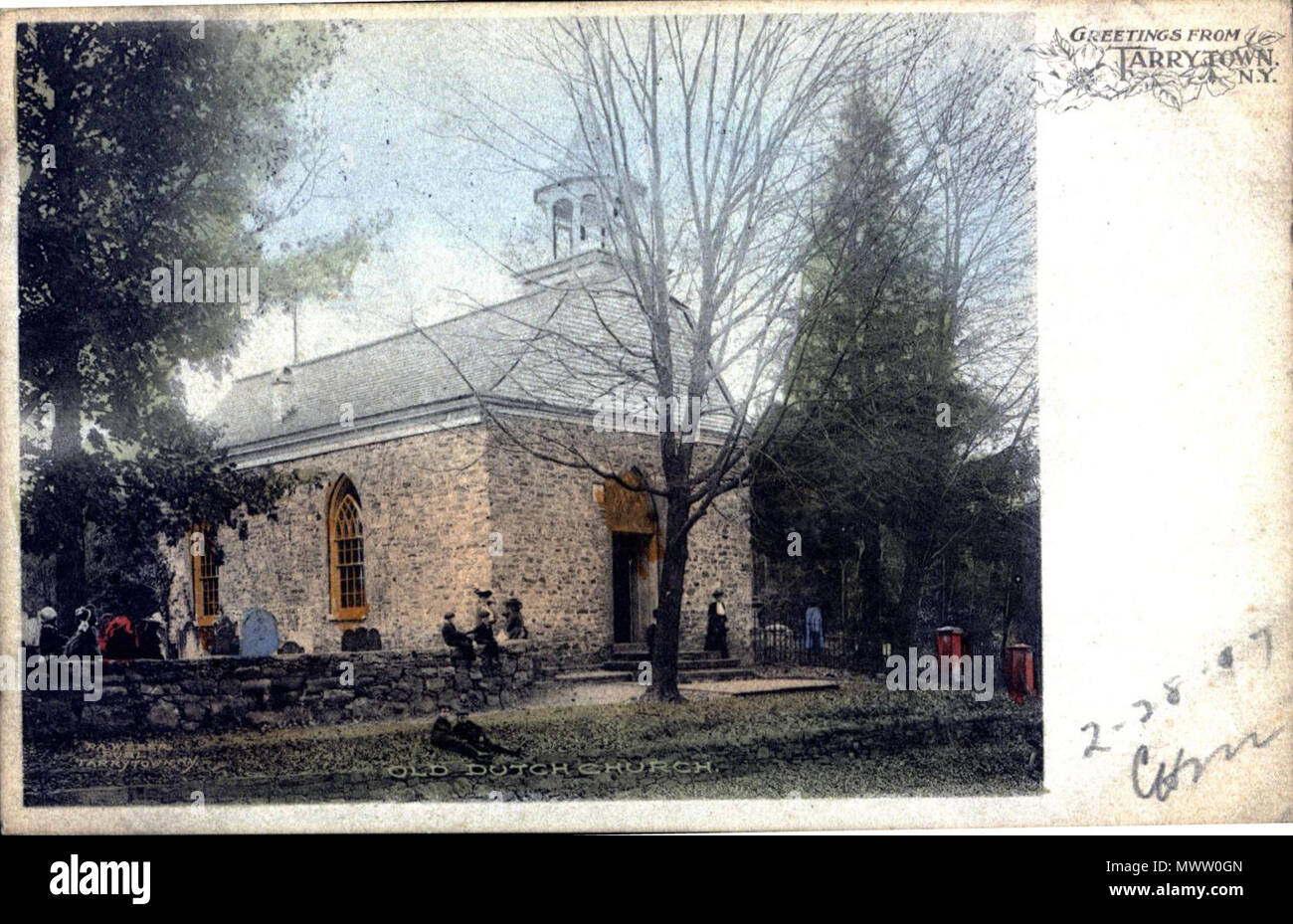 . English: Old Dutch Church, Sleepy Hollow, NY . 1907 or before. scanned, uploaded by Dave Parker 588 Tarrytown Old Dutch Church Stock Photo