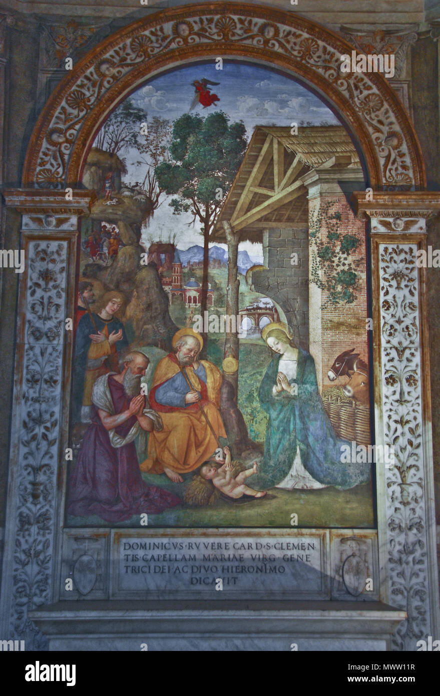 543 Santa Maria Popolo - Pinturicchio - Adoración del niño 1490 Stock Photo