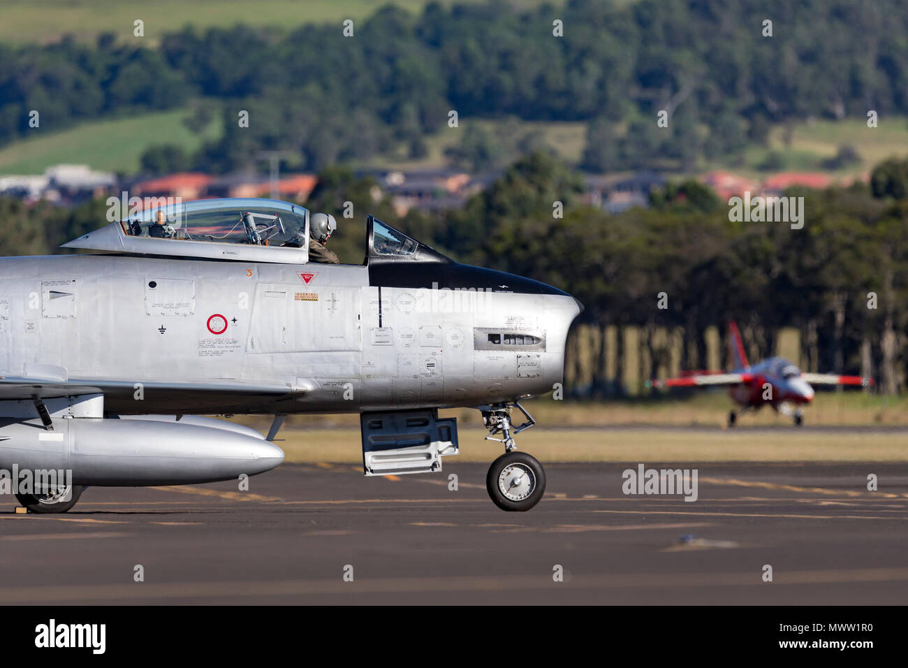 Former Royal Australian Air Force (RAAF) Commonwealth Aircraft Corporation CA-27 (North American F-86) Sabre jet aircraft. Stock Photo